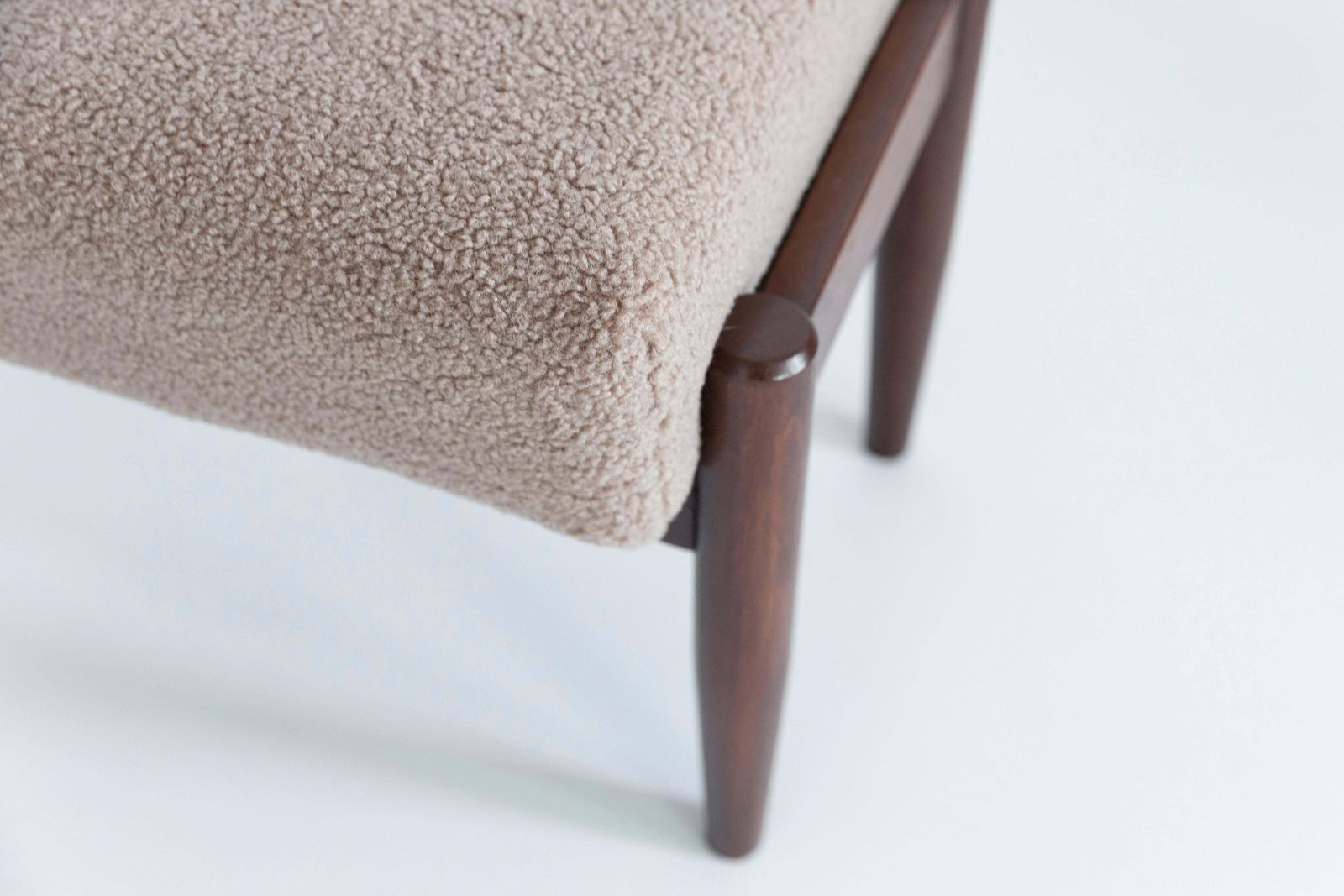 Set Of Two Camel Boucle Vintage Stools, Edmund Homa, 1960s photo for sale