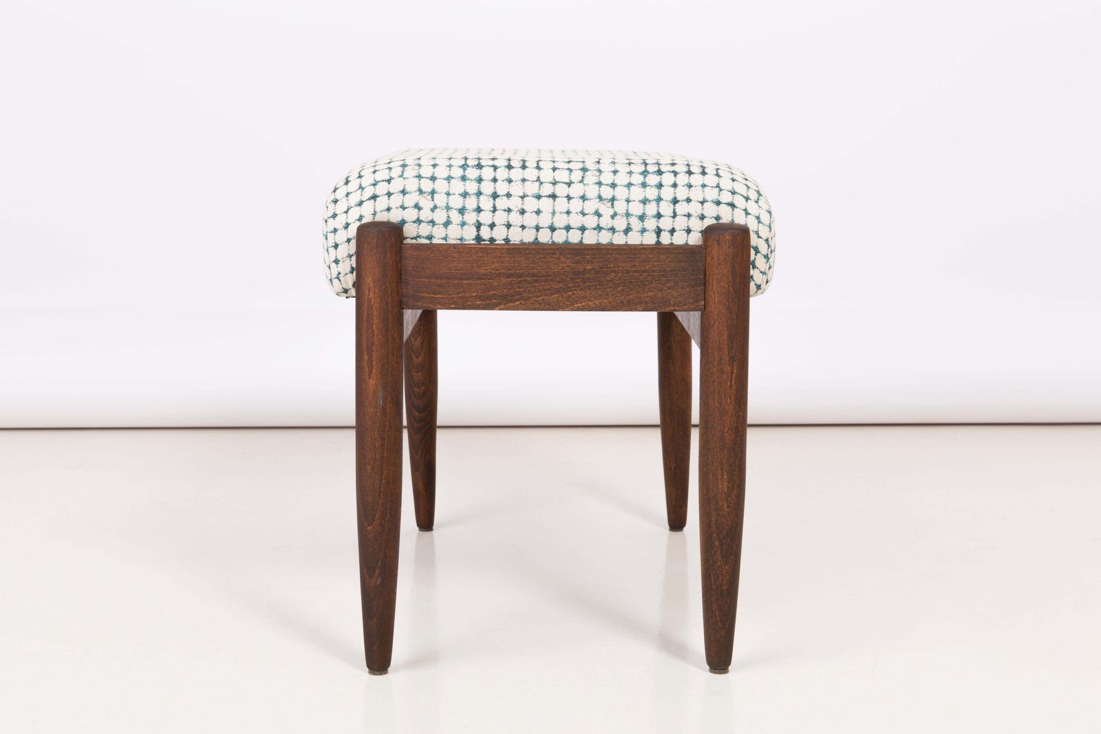 Set Of Two White And Aqua Vintage Stools, Edmund Homa, 1960s photo buy