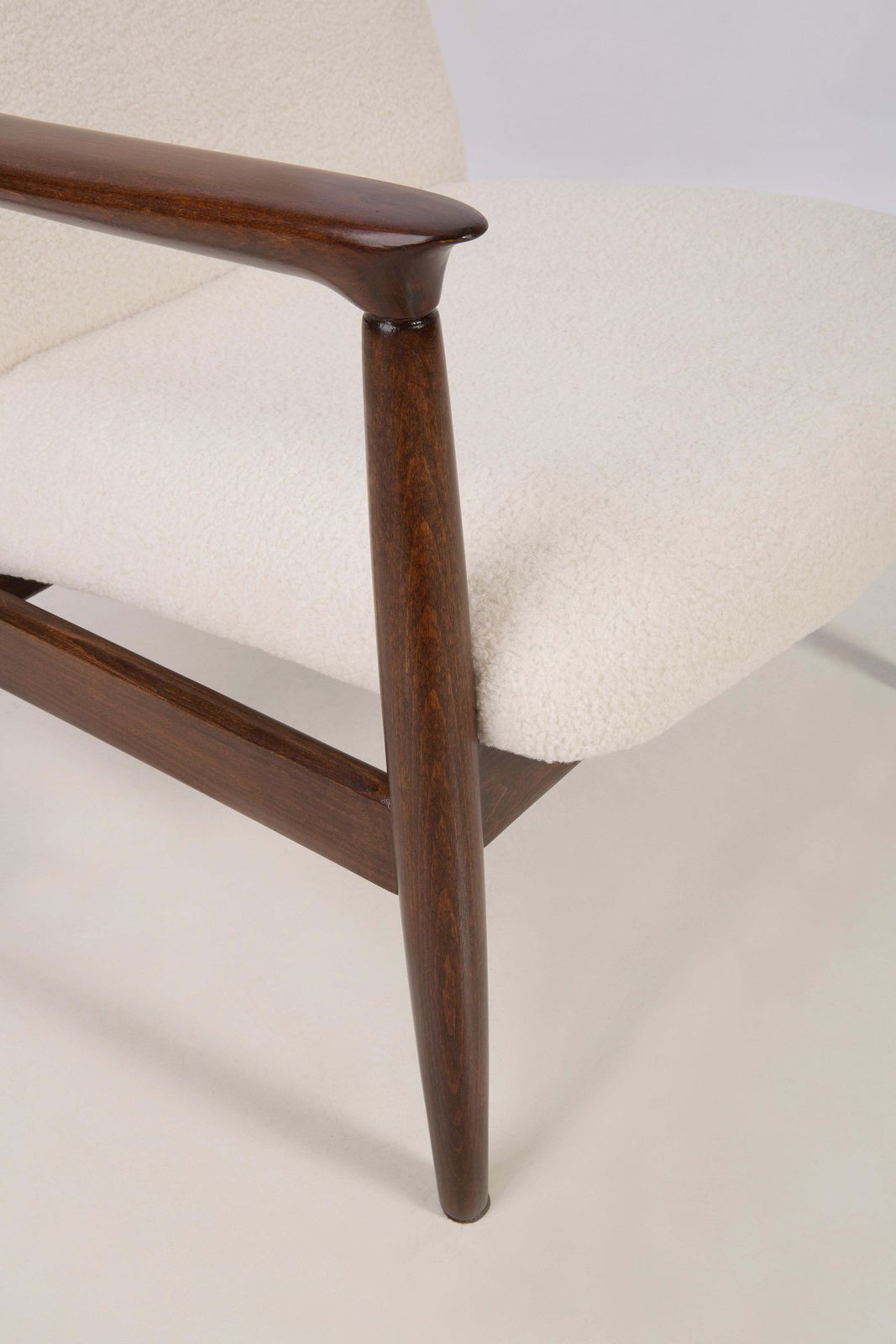 Light Crème Boucle Armchair, Gfm 64 High, Edmund Homa, 1960s photo vintage