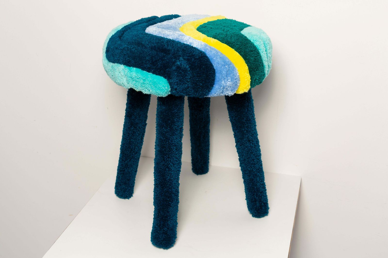Set Of Two Mid Century Hand Tufting Wool Stools, Europe, 1960s photo furniture