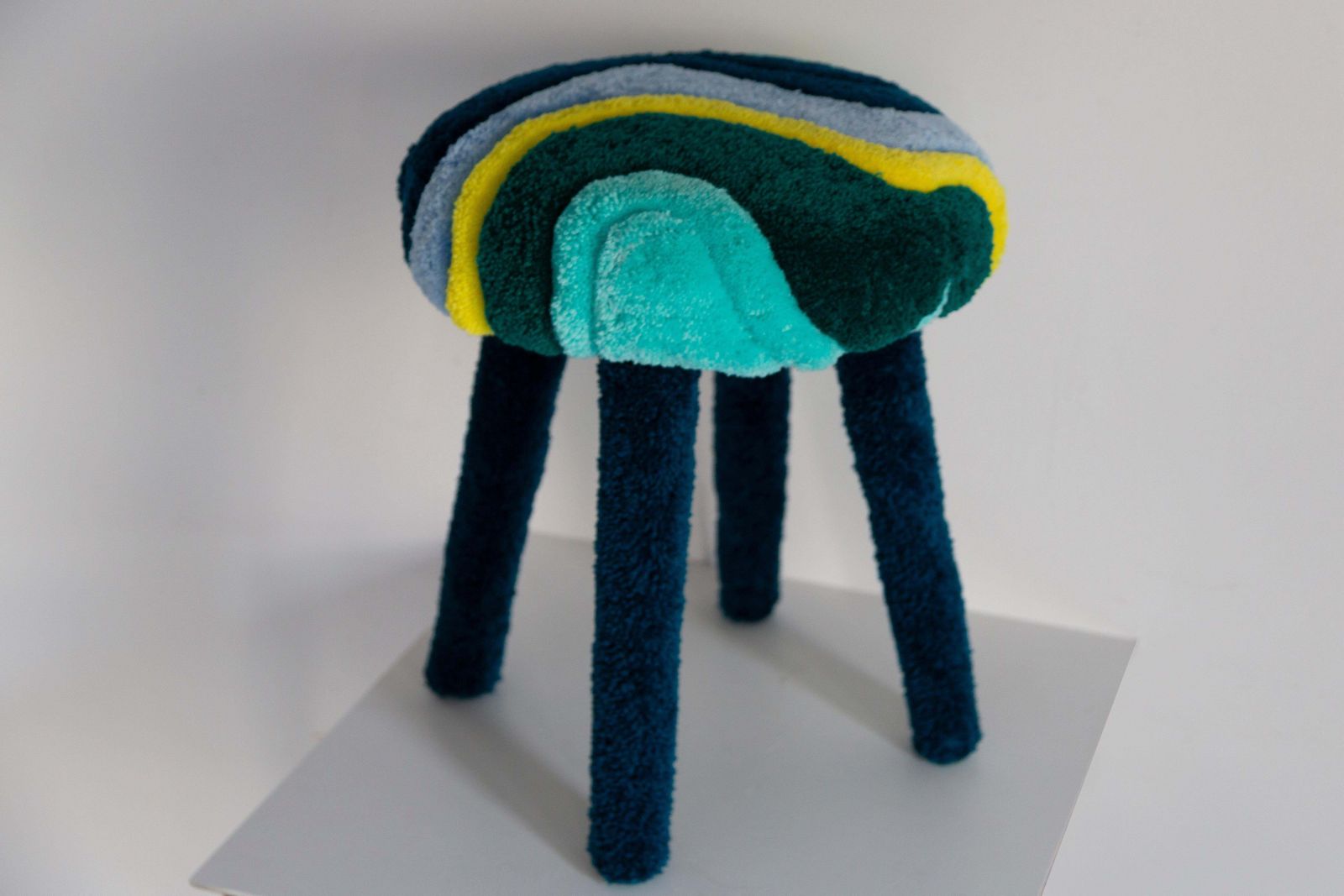 Set Of Two Mid Century Hand Tufting Wool Stools, Europe, 1960s photo buy