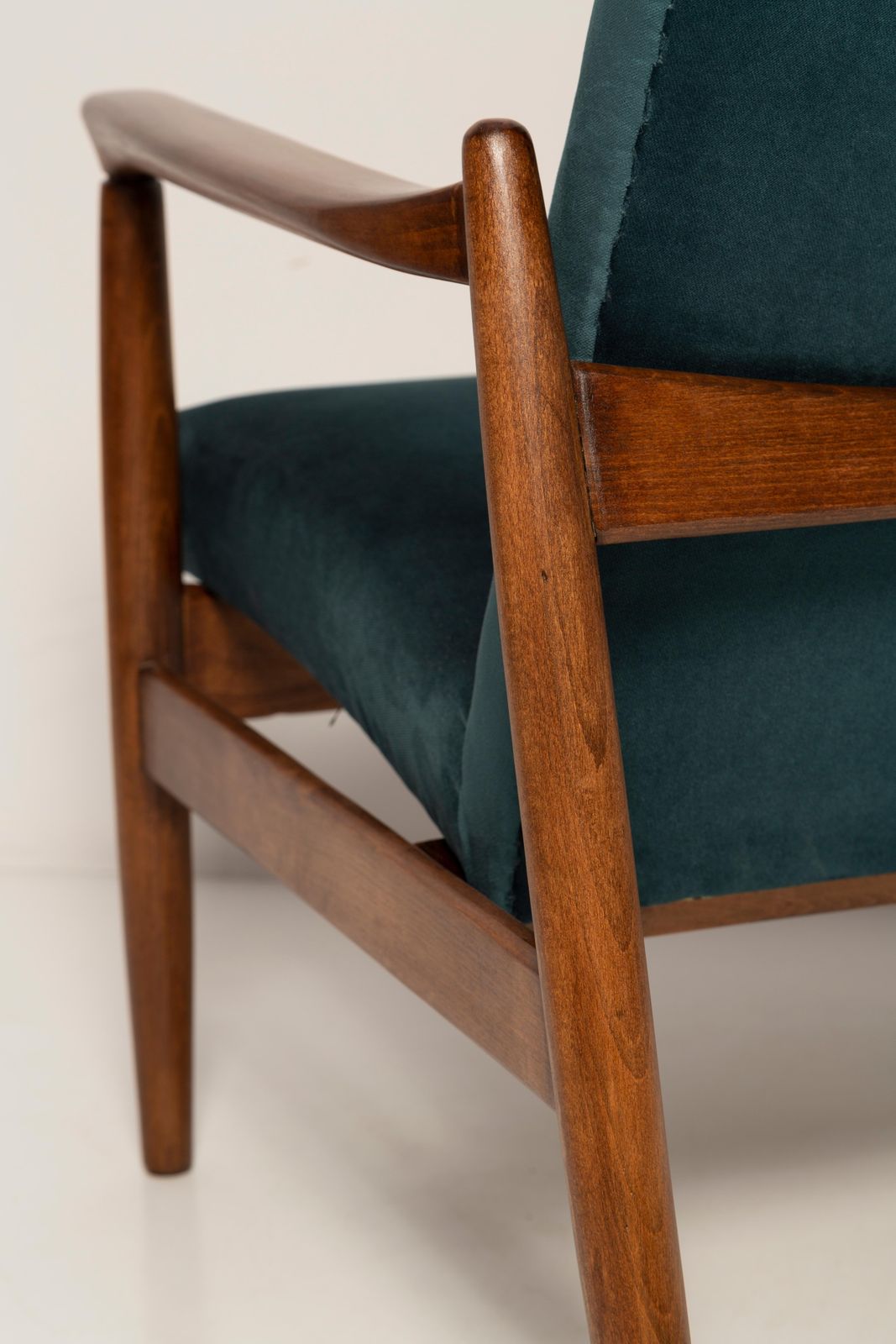 Furniture Set Of Petrol Blue Vintage Armchair And Stool, Edmund Homa, 1960s photo