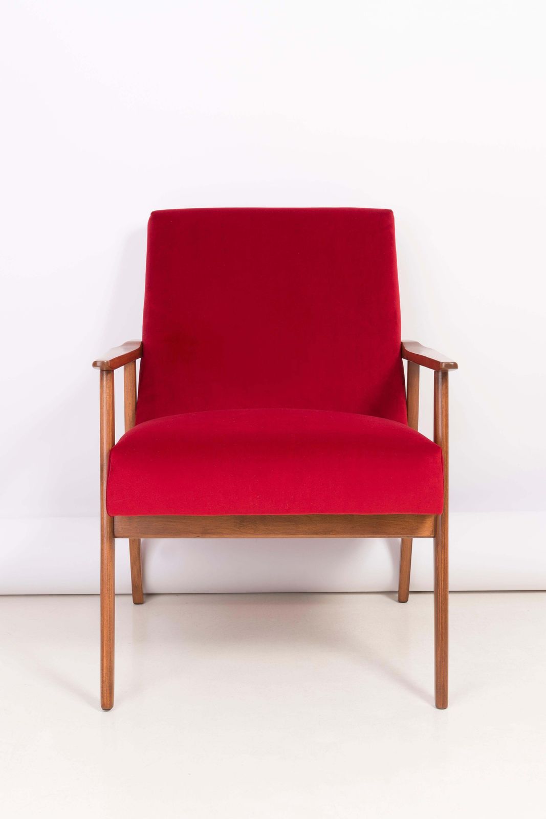 Midcentury Pair Of Red Velvet Dante Armchairs, 1960s photo 2123.0