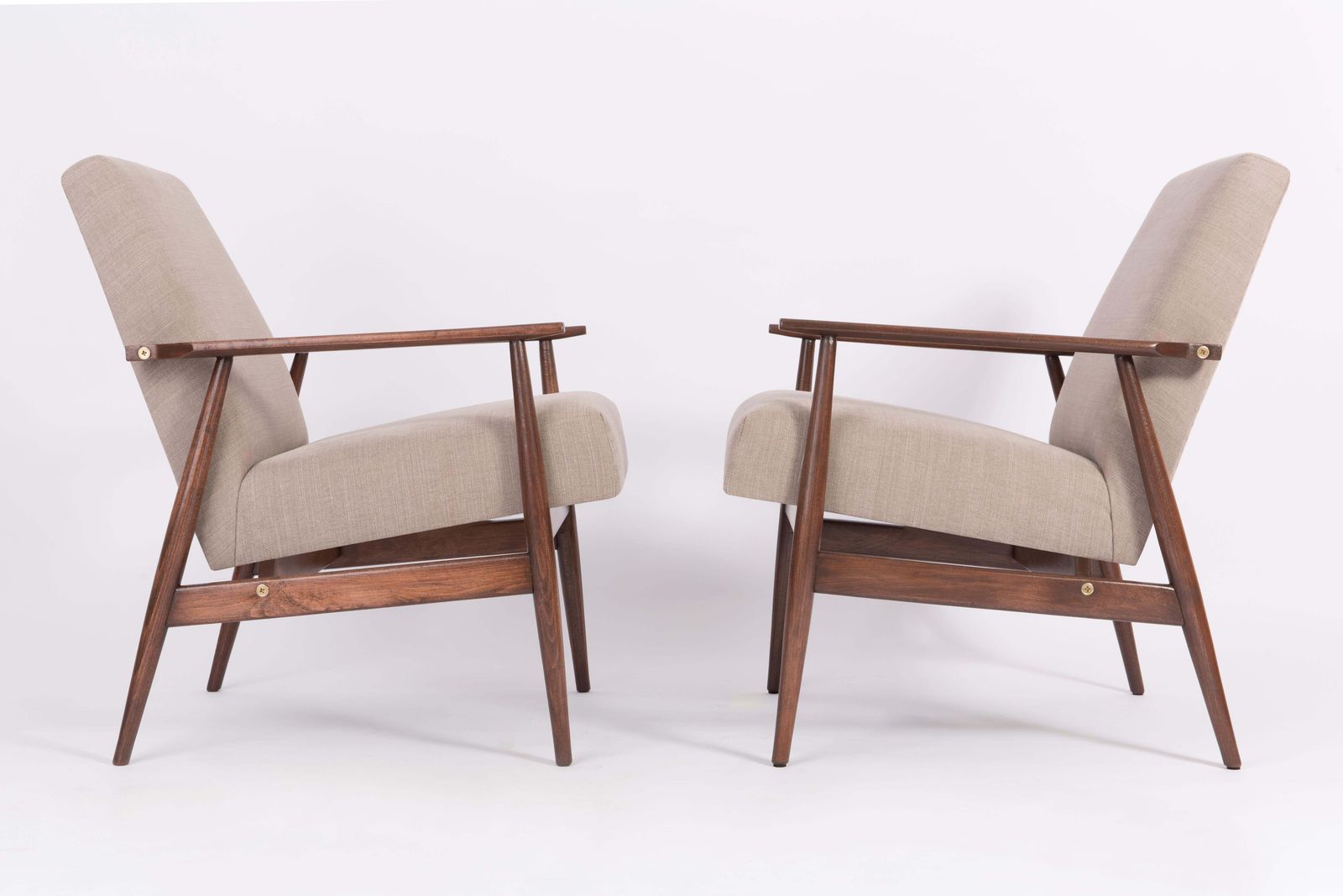 Set Of Two 20th Century Beige Dante Armchairs, H. Lis, 1960s photo for sale