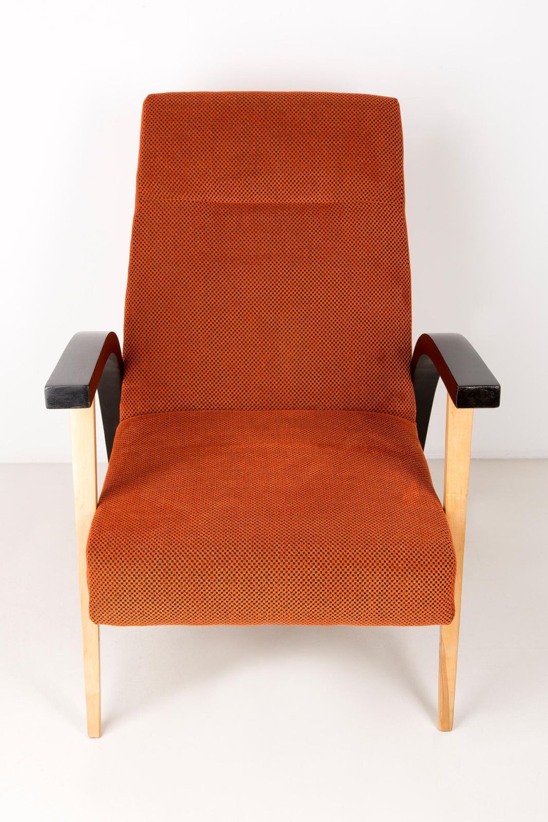 20th Century Unique Armchair, Orange Velvet, Lejkowski Lesniewski, 1970s, Poland photo buy