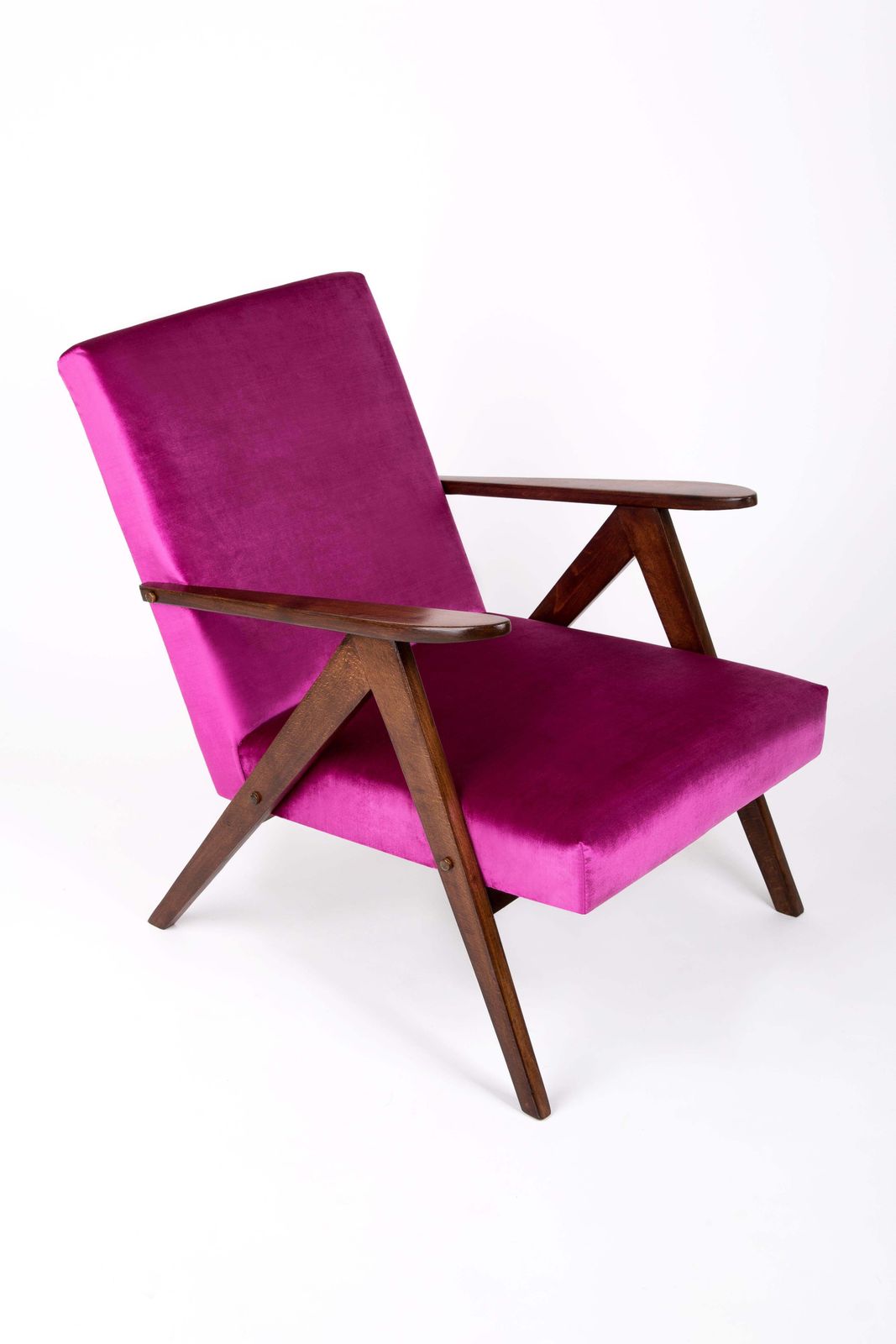 Set Of Two Mid Century Modern Magenta Pink Armchairs, 1960s, Poland photo furniture