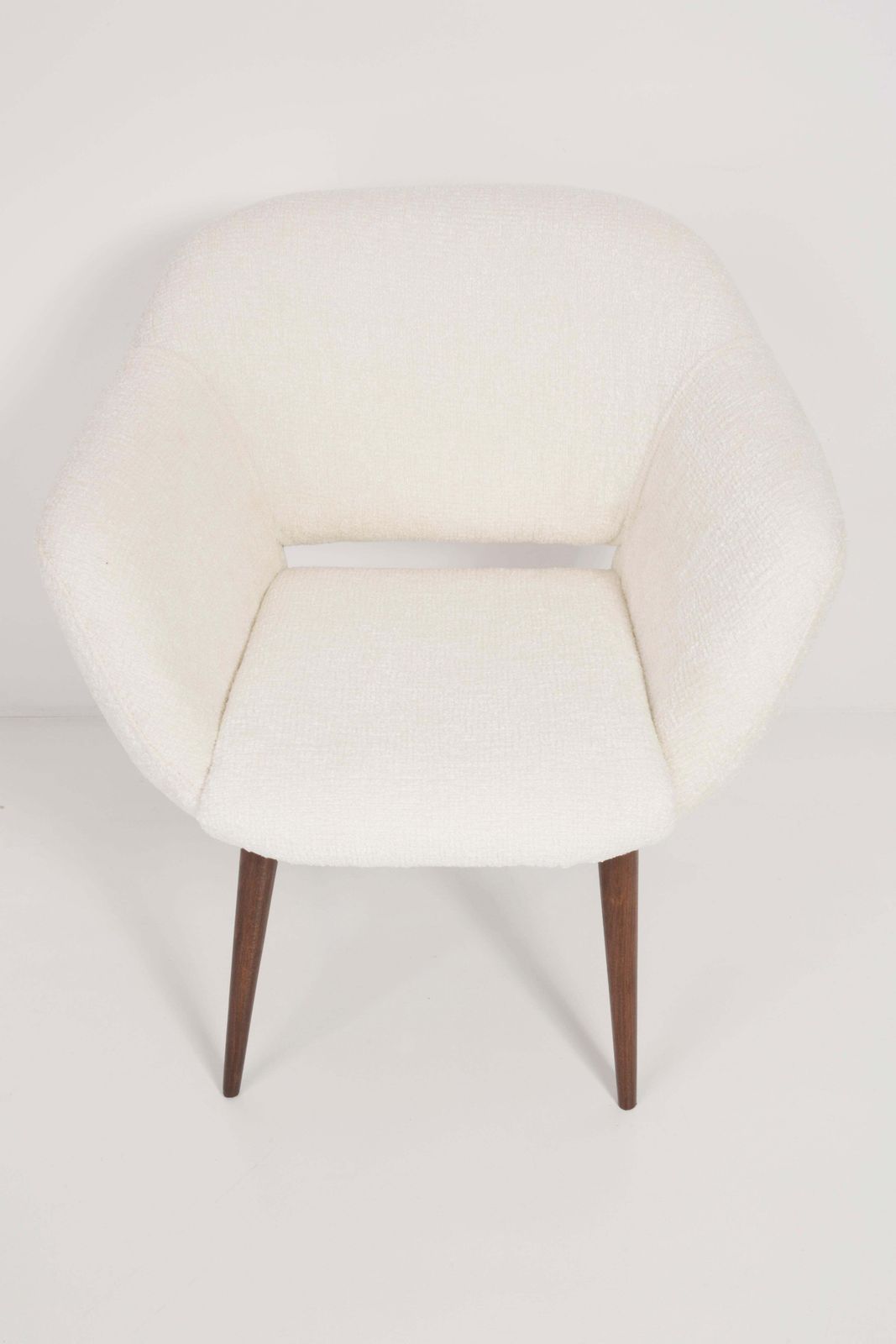 photo for sale Pair Of Midcentury White Boucle Club Armchairs, 1960s