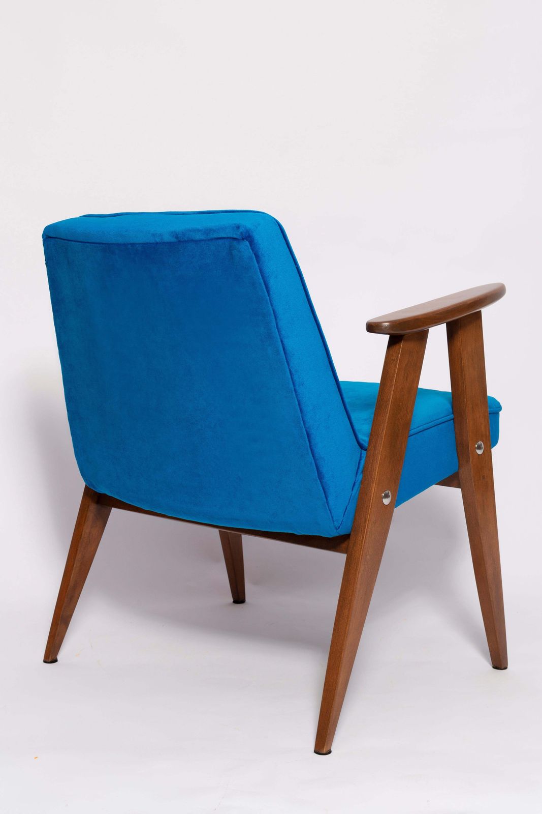 Pair Of Mid Century 366 Armchairs In Blue Velvet, Jozef Chierowski, Europe 1960 photo vintage