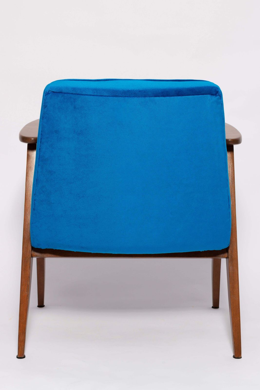 photo for sale Pair Of Mid Century 366 Armchairs In Blue Velvet, Jozef Chierowski, Europe 1960