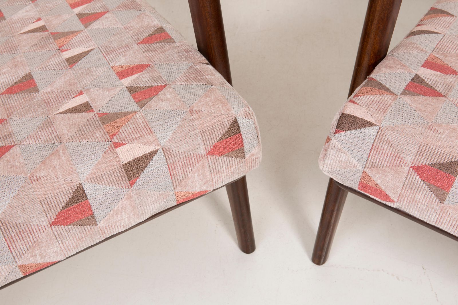 Pair Of Geometric Pink Print Velvet Armchairs, 1960s, Poland photo Furniture