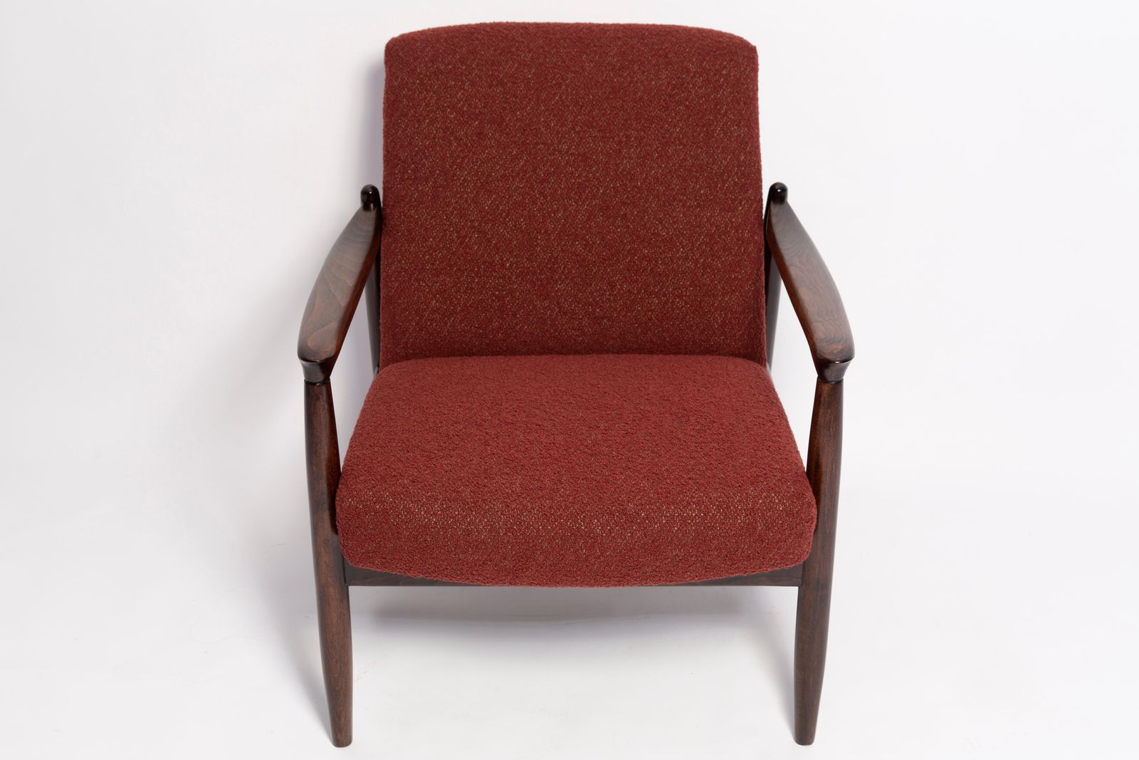 Twee Mid Century Gfm 64 Fauteuils In Bordeaux Bouclé, Edmund Homa, Europa, Jaren 1960 photo vintage
