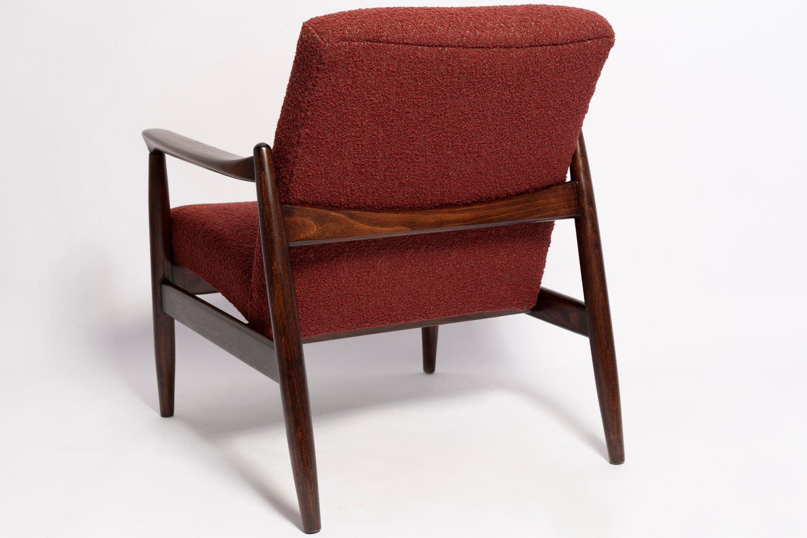 photo for sale Two Mid Century Burgundy Boucle Gfm 64 Armchairs, Edmund Homa, Europe, 1960s