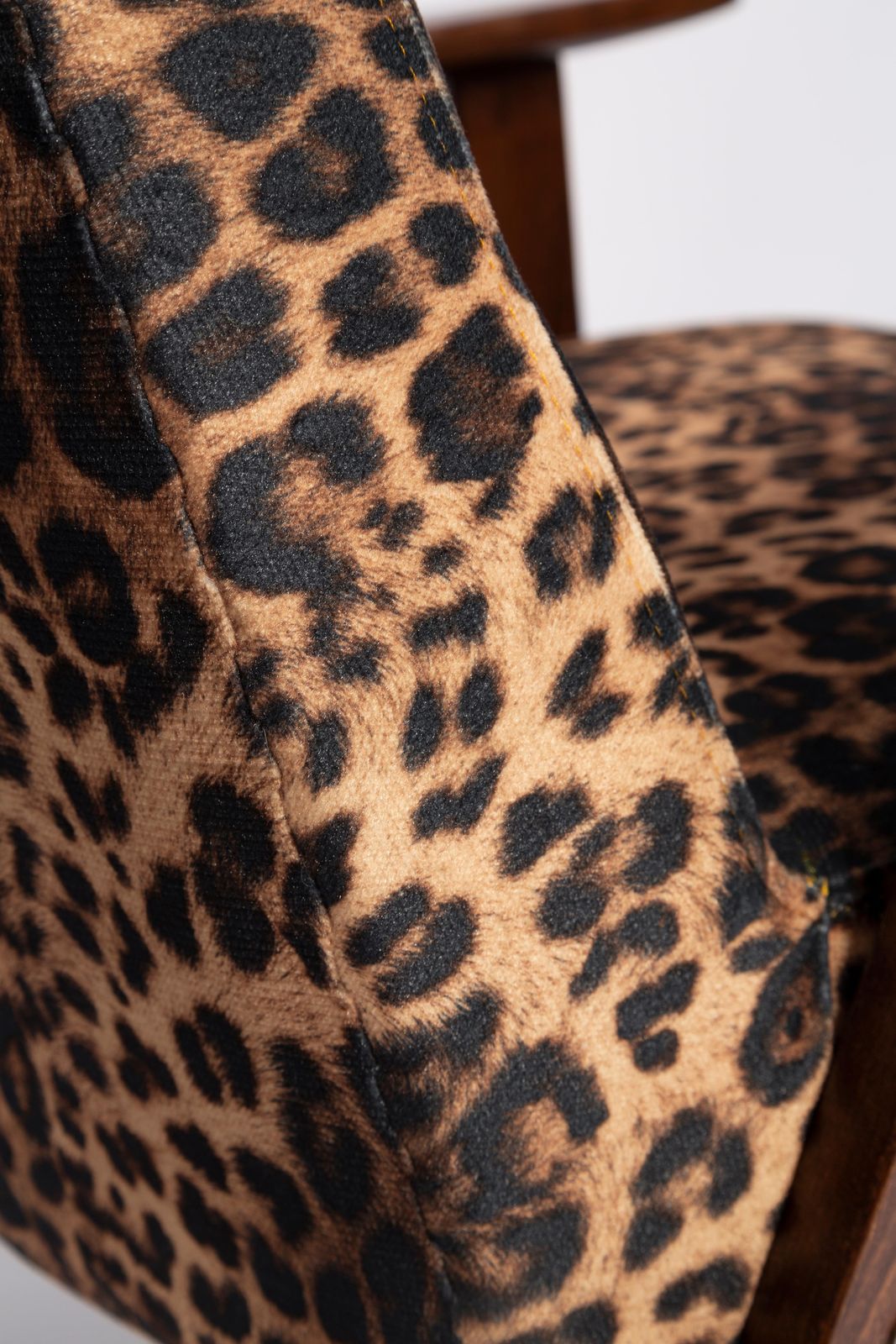 photo for sale Two Midcentury 366 Armchairs In Leopard Print Velvet, Jozef Chierowski, 1960s