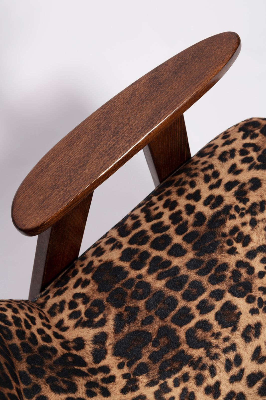 Furniture Two Midcentury 366 Armchairs In Leopard Print Velvet, Jozef Chierowski, 1960s photo