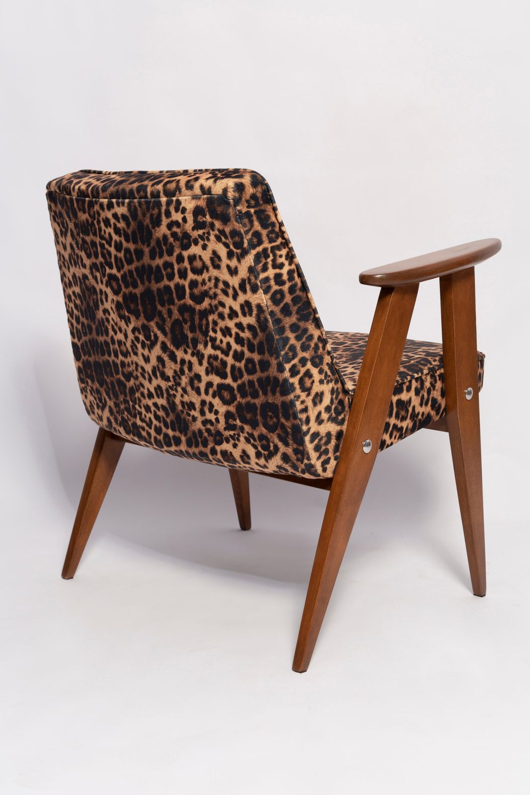 Furniture Two Mid Century 366 Armchairs In Leopard Print Velvet, Jozef Chierowski, 1960s photo