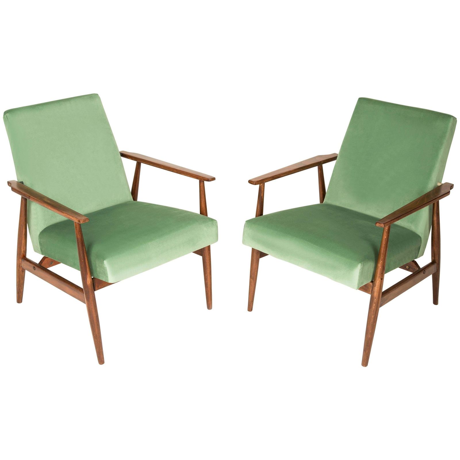 20th Century Pair Of Mint Green Dante Armchairs, H. Lis, 1960s