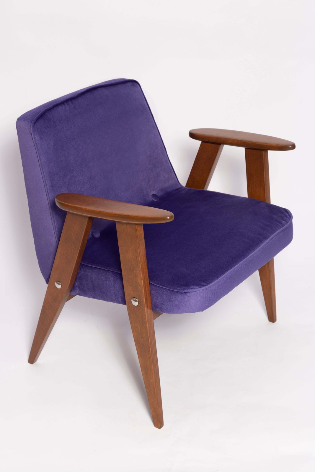 Pair Of Mid Century 366 Armchairs, Purple Velvet, Jozef Chierowski, Europe 1960 photo Furniture