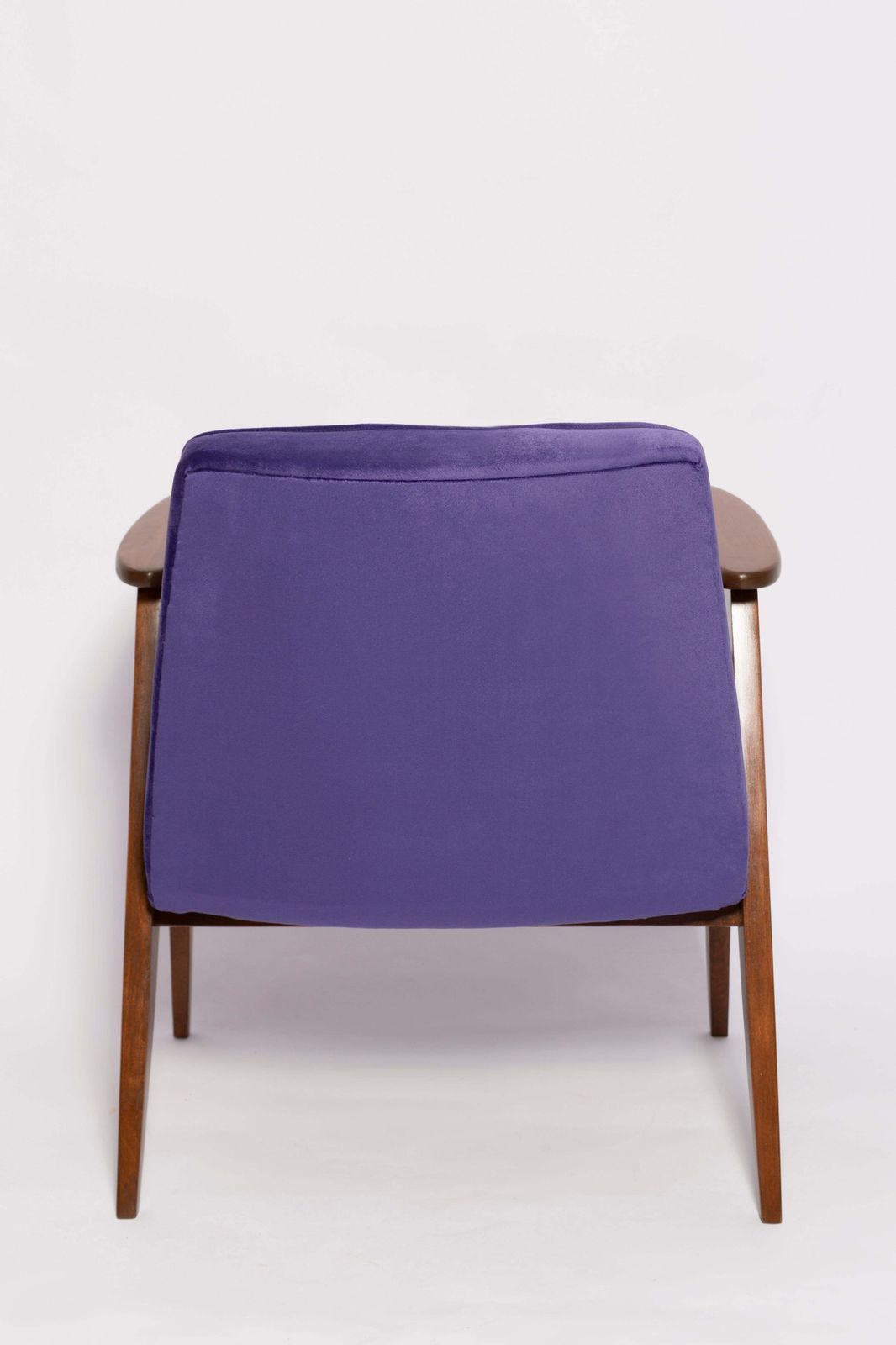 photo for sale Pair Of Mid Century 366 Armchairs, Purple Velvet, Jozef Chierowski, Europe 1960