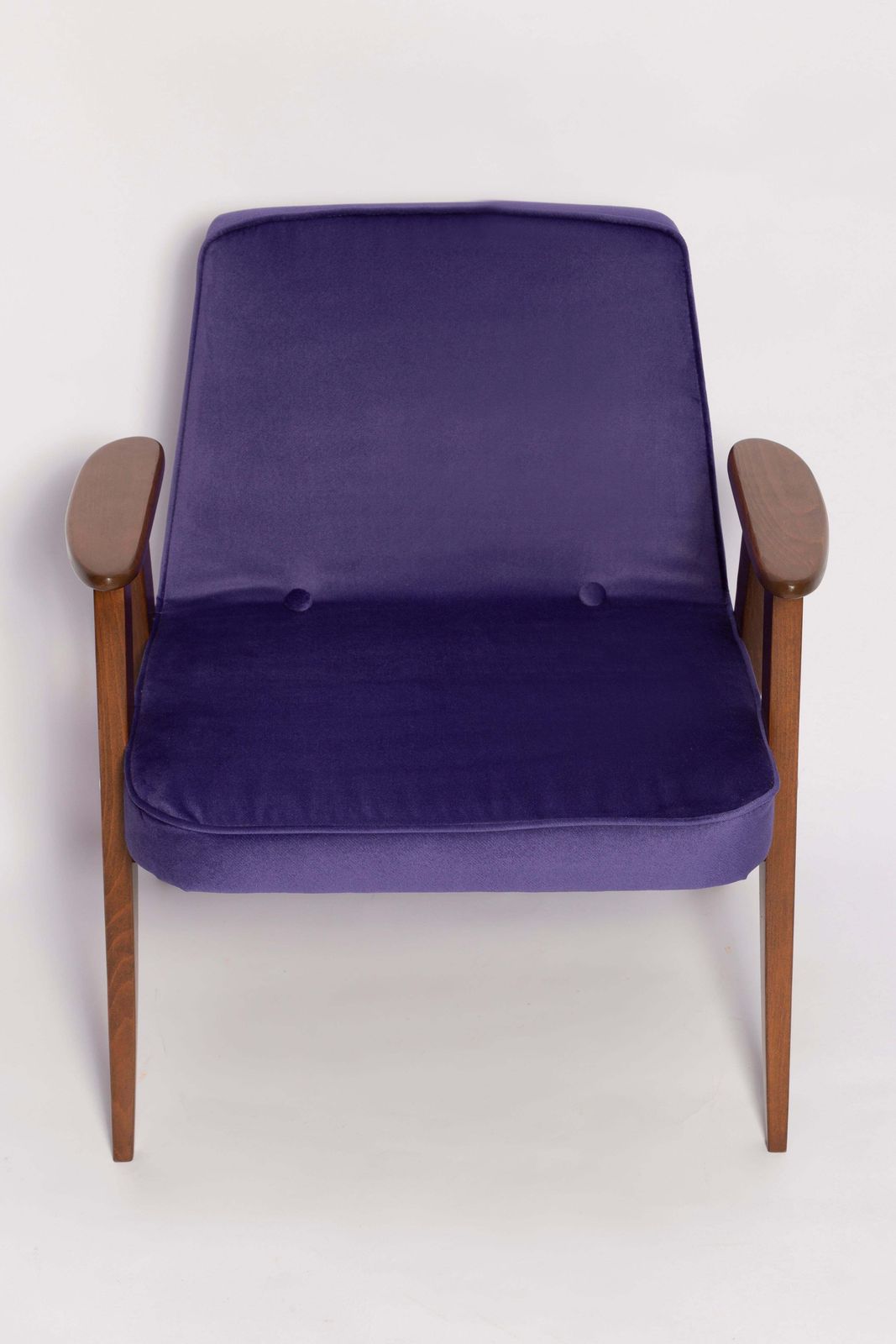 2551.0 Pair Of Mid Century 366 Armchairs, Purple Velvet, Jozef Chierowski, Europe 1960 photo