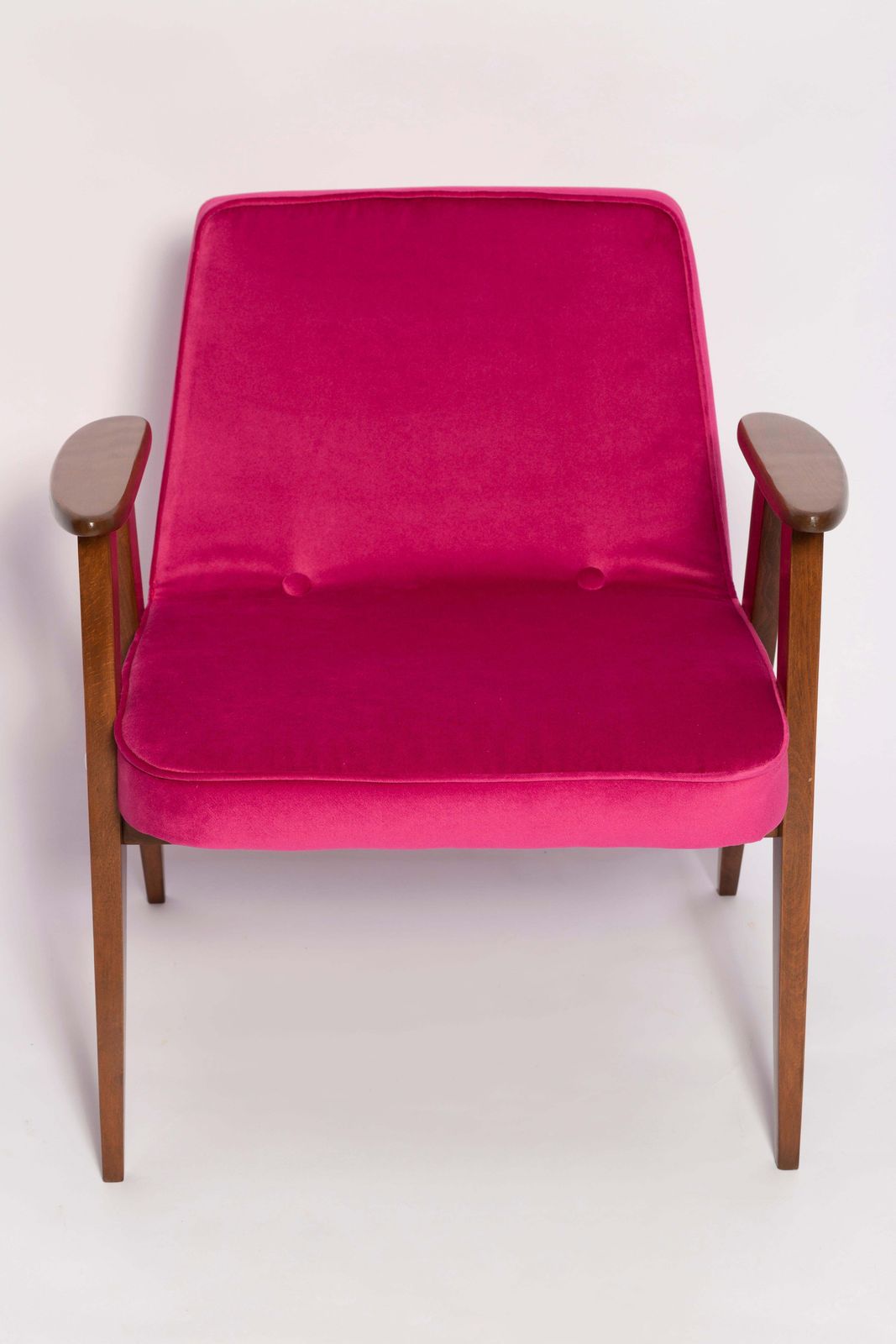 2551.0 Pair Of Mid Century 366 Armchairs In Pink Velvet, Jozef Chierowski, Europe 1960 photo