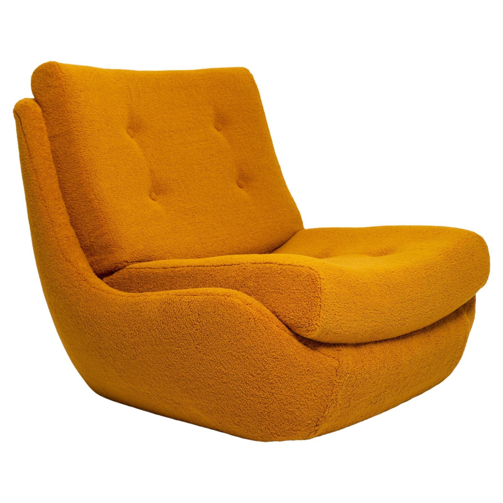 20th Century Vintage Ochre Yellow Boucle Atlantis Big Armchair, 1960s