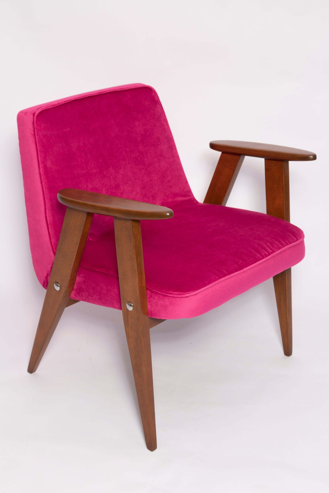 photo for sale Pair Of Mid Century 366 Armchairs, Pink And Blue, By Chierowski Europe, 1960s