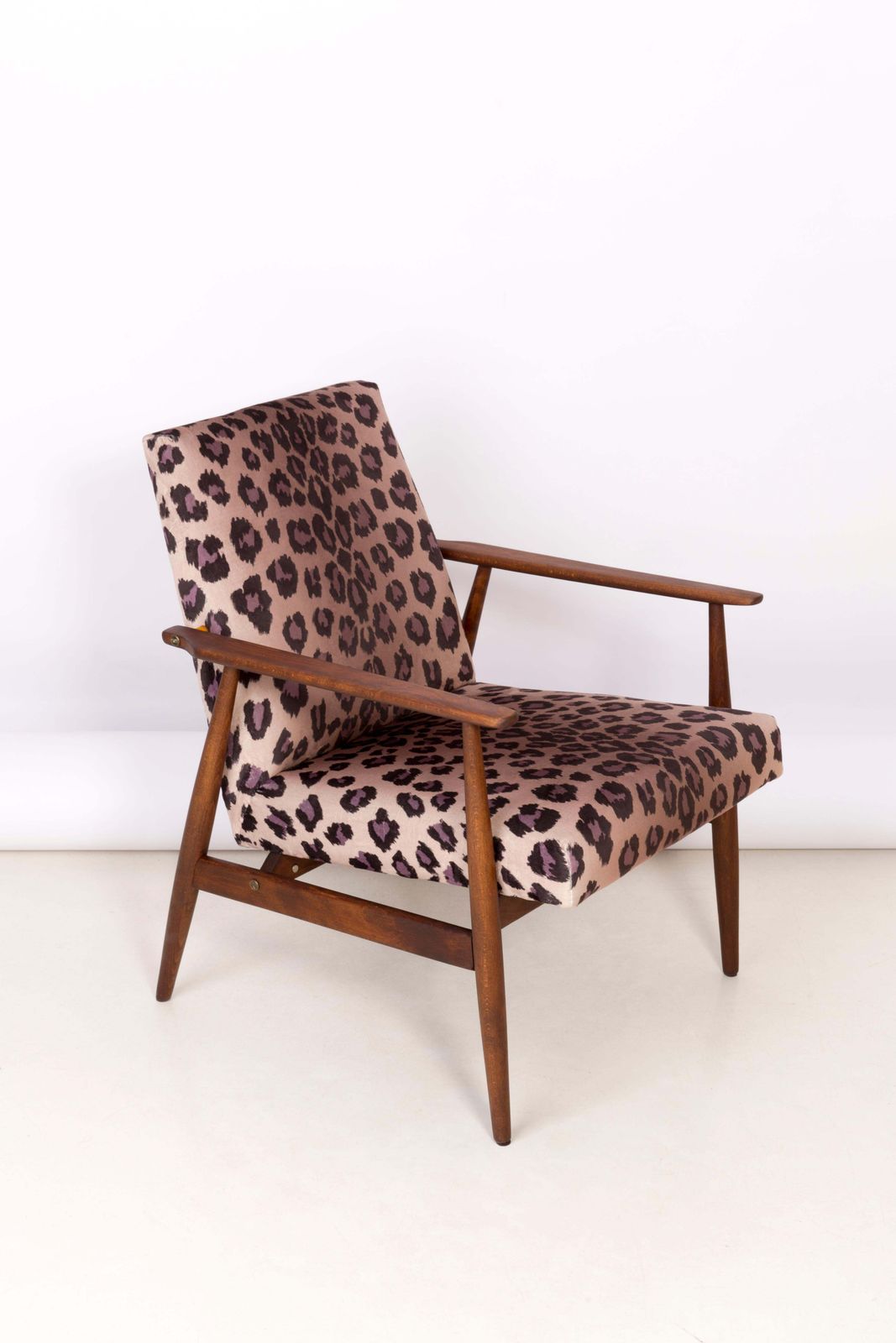Pair Of Midcentury Leopard Print Velvet Dante Armchairs, H. Lis, 1960s photo buy