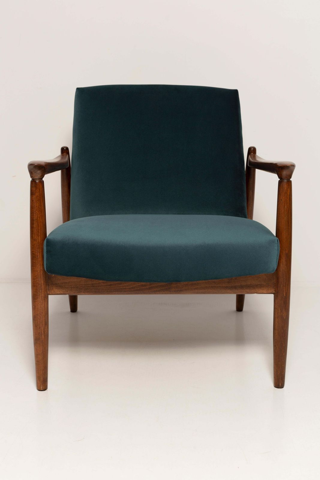 Pair Of Midcentury Petrol Blue Armchairs, Edmund Homa, Poland, 1960s photo vinterior