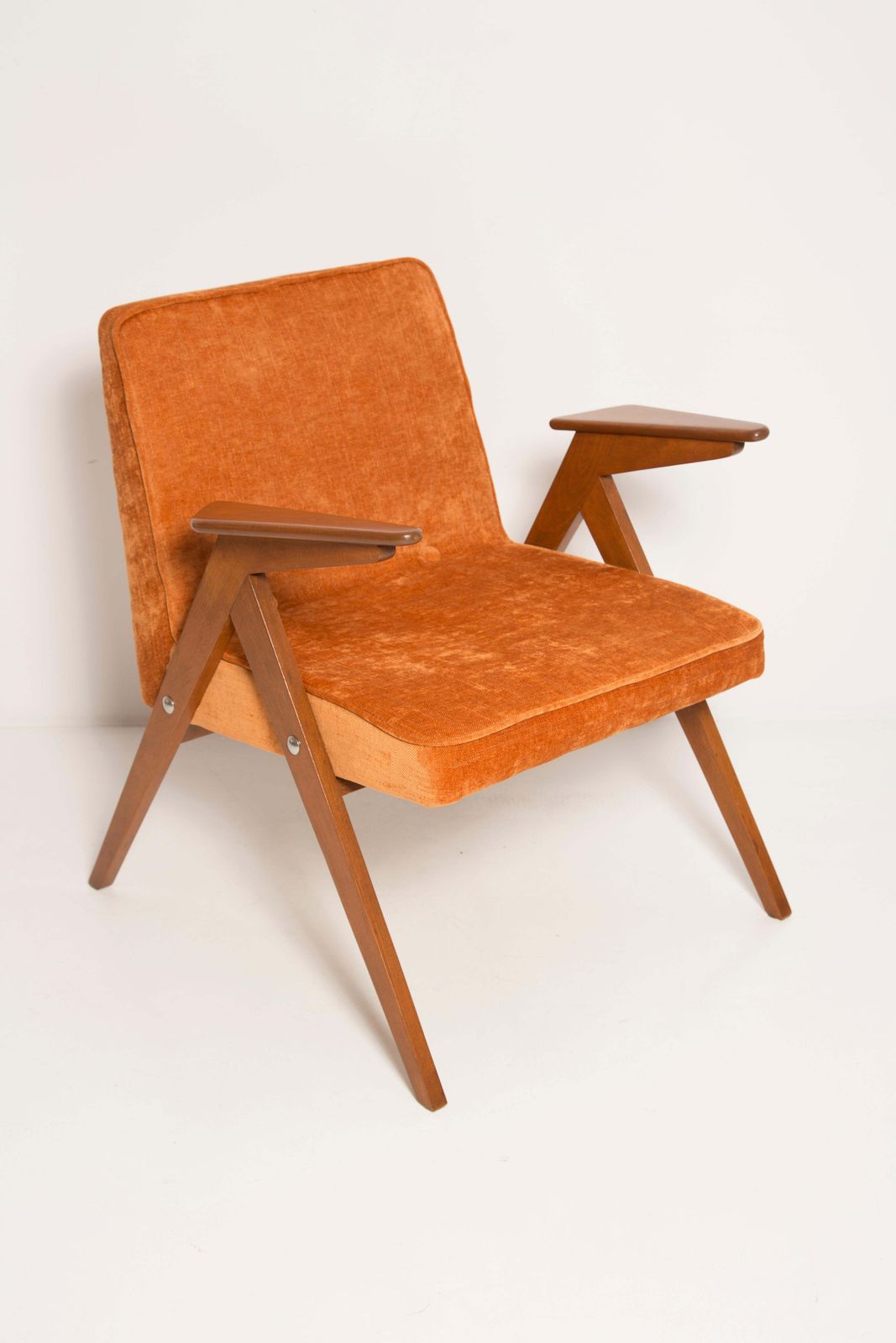 Set Of Two Midcentury Orange Bunny Armchairs By Jozef Chierowski, Poland, 1960s photo buy