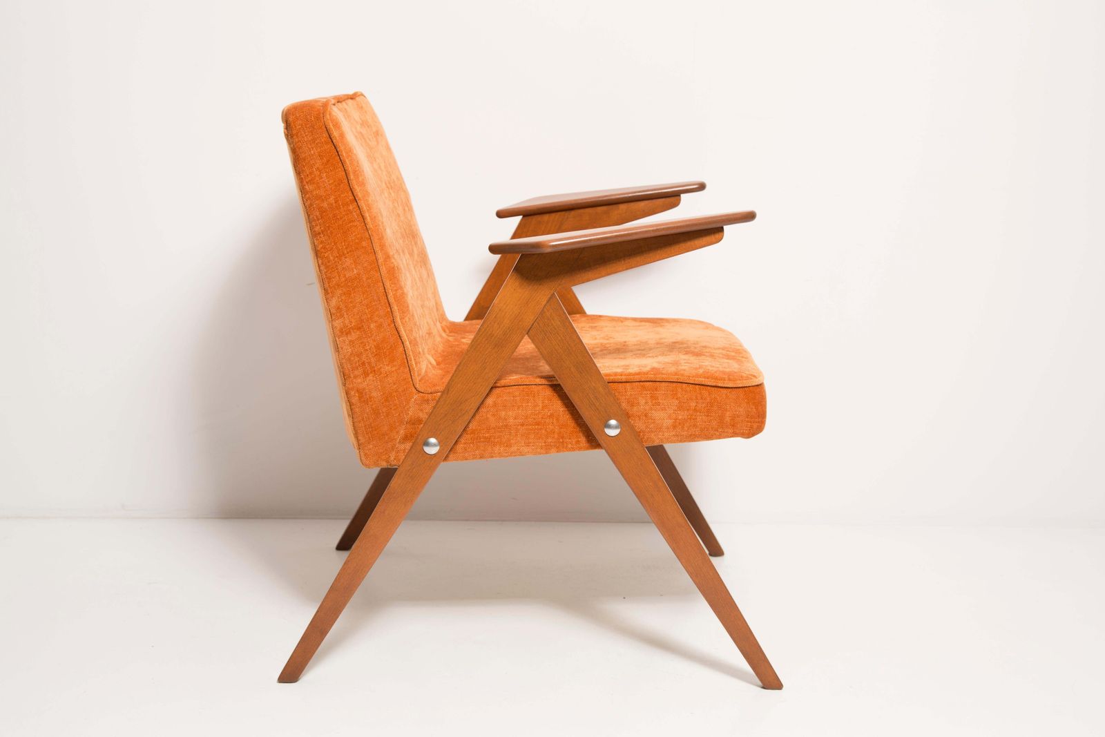 photo for sale Set Of Two Midcentury Orange Bunny Armchairs By Jozef Chierowski, Poland, 1960s