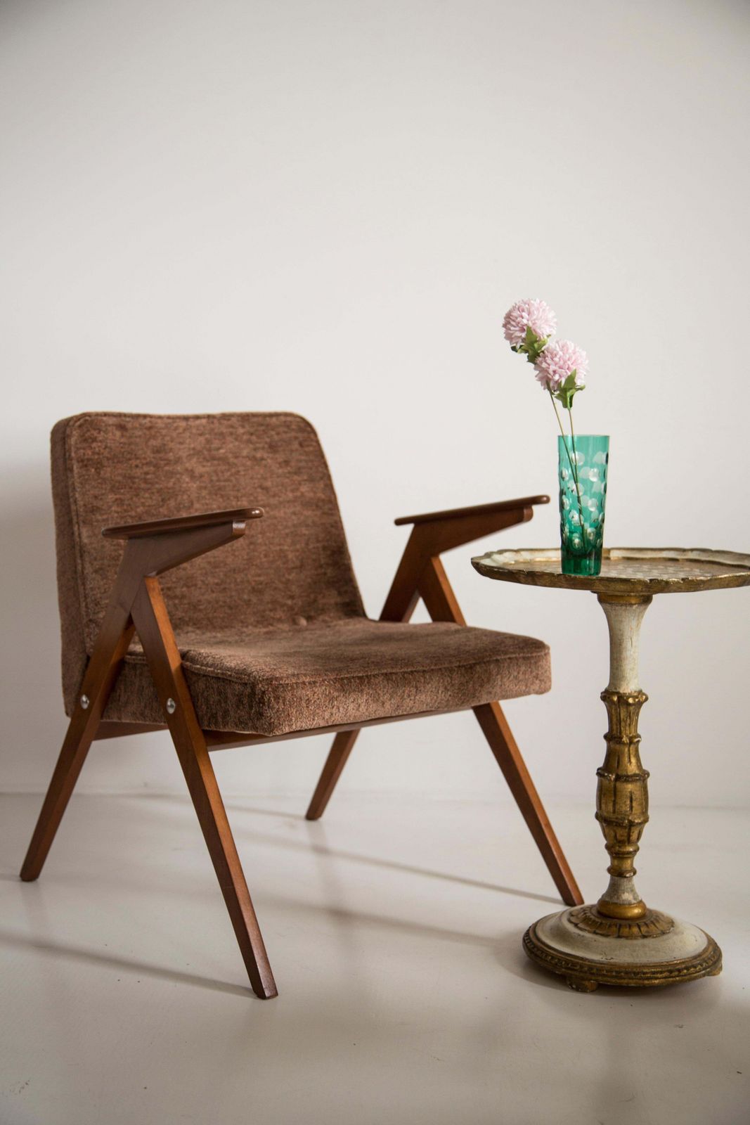 Set Of Two Midcentury Brown Bunny Armchairs, By Jozef Chierowski, Poland, 1960s photo for sale