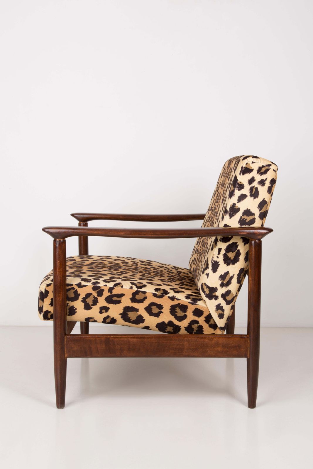Two 20th Century Leopard Velvet Armchairs, Edmund Homa, Gfm 142, 1960s, Poland photo furniture