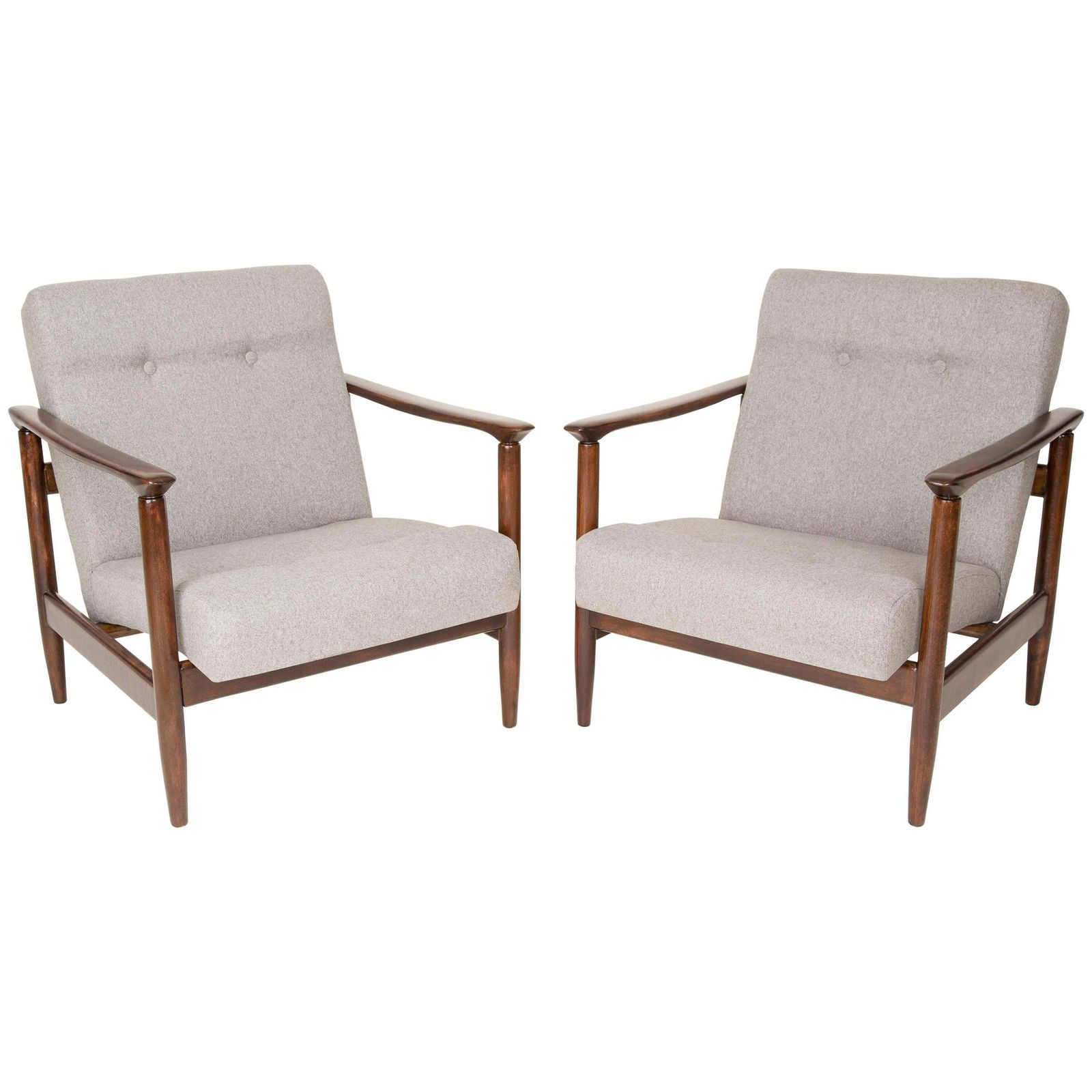 Pair Of Beige Armchairs, Edmund Homa, Gfm 142, 1960s, Poland