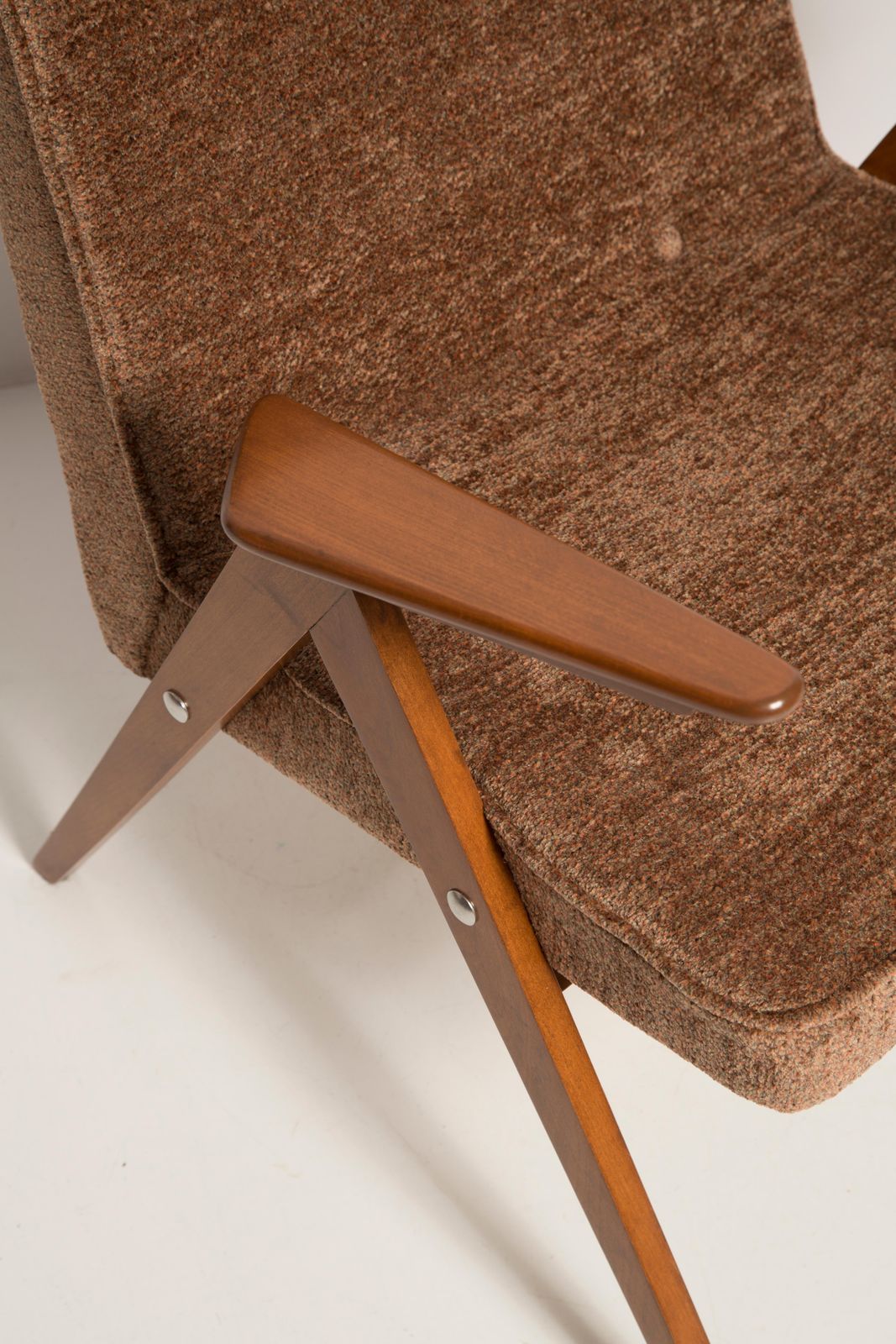 Furniture Set Of Two Midcentury Brown Bunny Armchairs, By Jozef Chierowski, Poland, 1960s photo