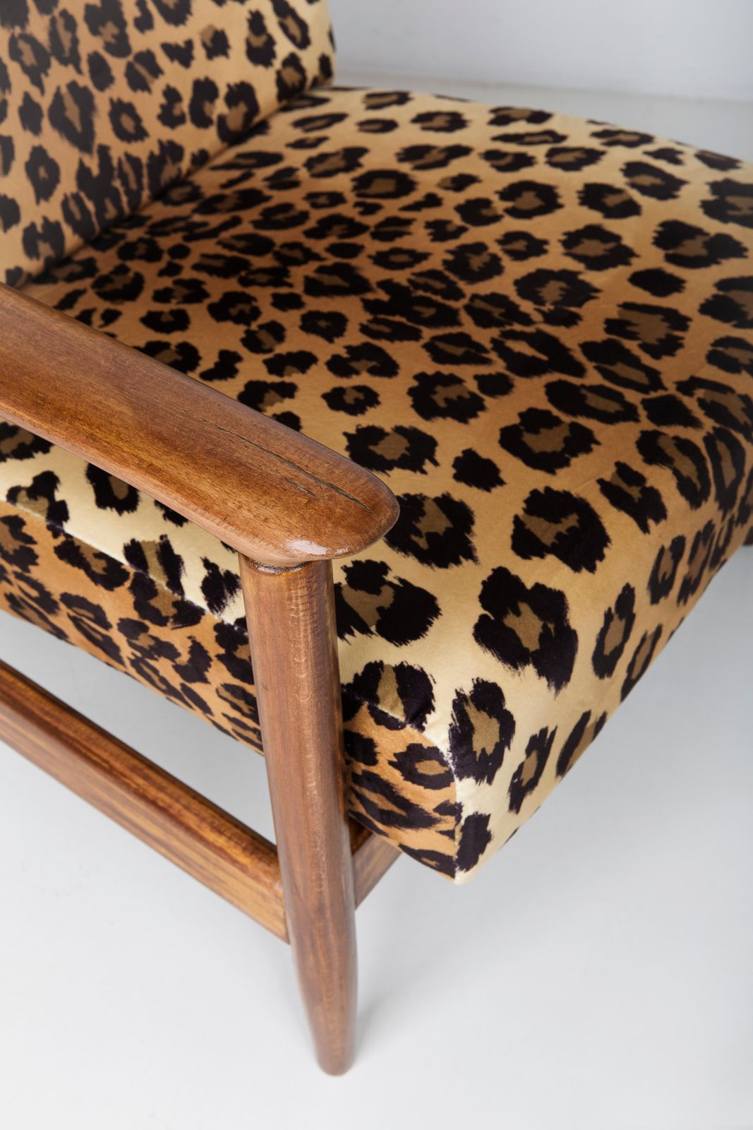 photo for sale Pair Of Leopard Print Velvet Armchairs, Edmund Homa, Gfm 142, 1960s, Poland