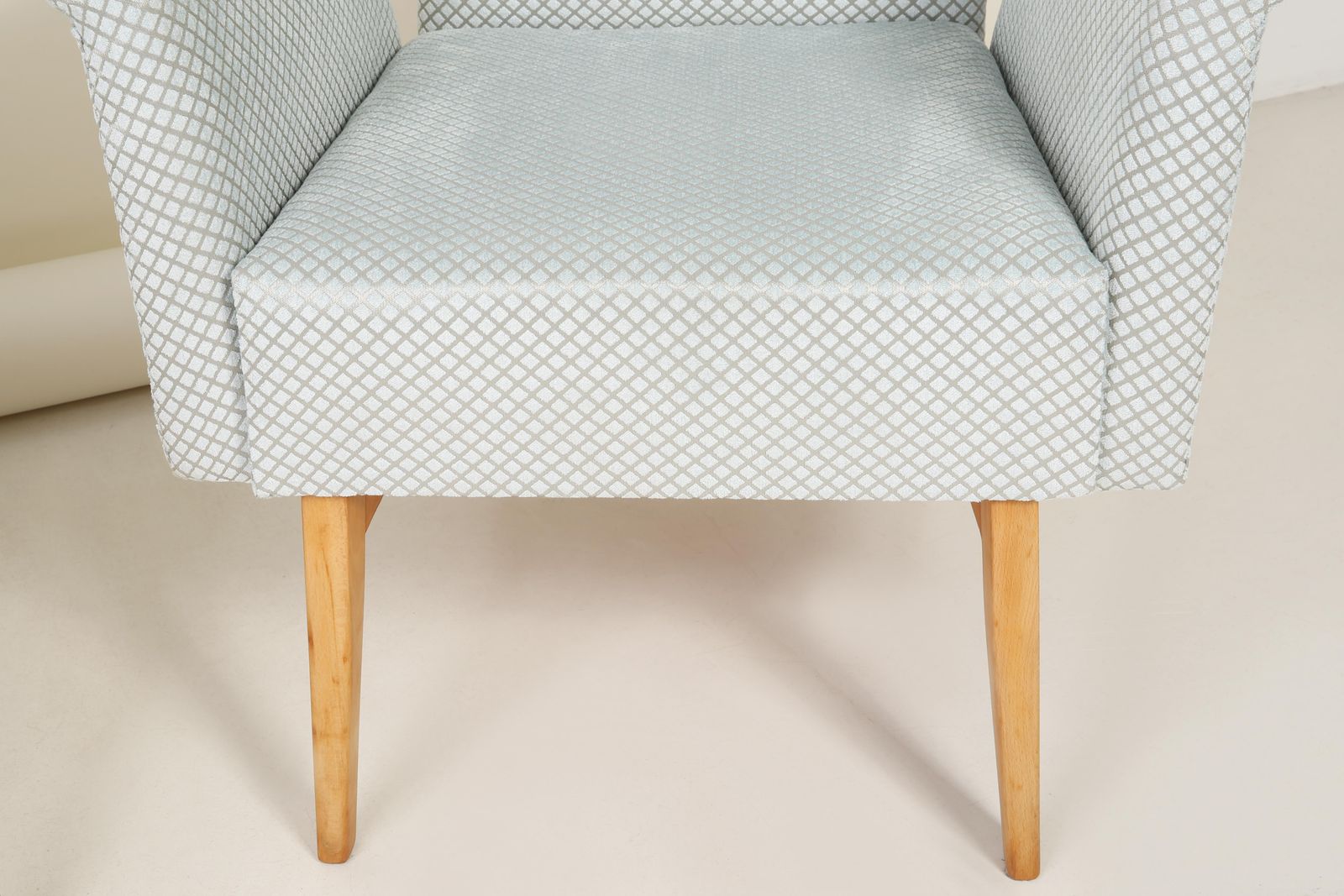 Pair Of Mid Century Modern Baby Blue Velvet Club Armchairs, 1960s photo 2976.0