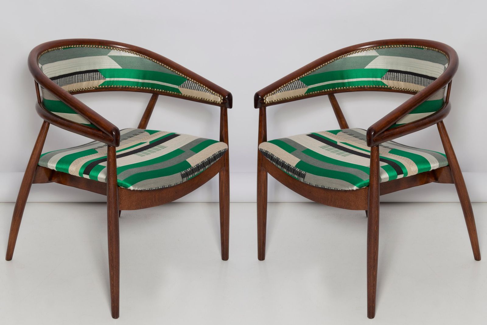 Pair Of Mid Century Radomsko B 3300 Armchairs, Babelia Jacquard, 1960s, Europe photo furniture