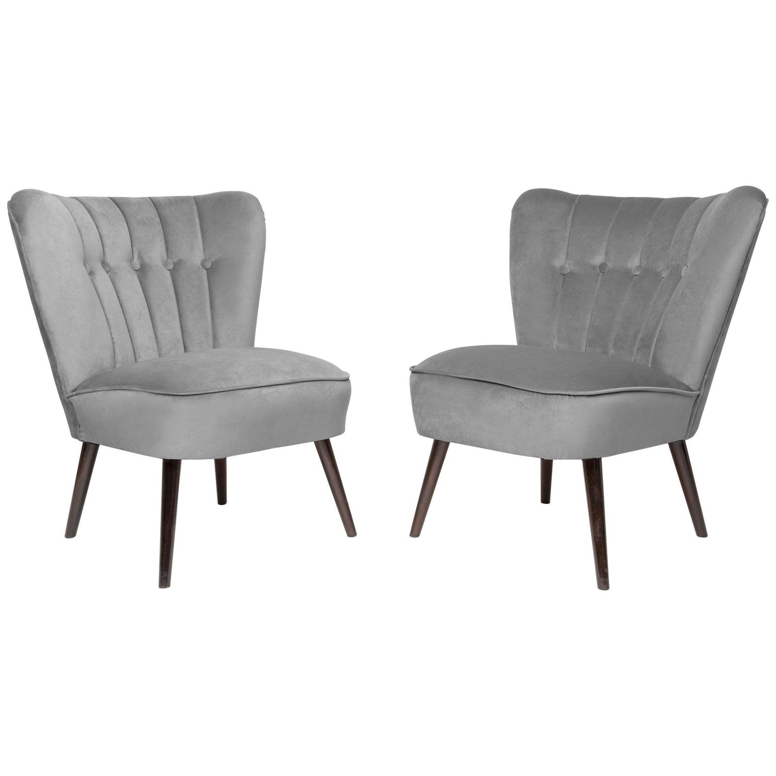 Pair Of Gray German Midcentury Velvet Club Armchairs, 1960s
