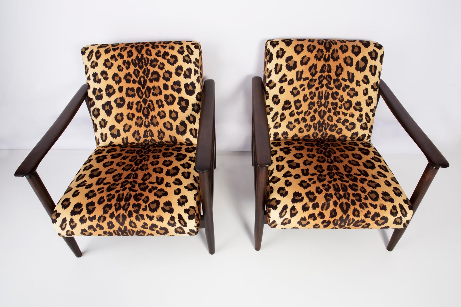 Two Leopard Velvet Armchairs, Hollywood Regency, Edmund Homa, 1960s, Poland photo for sale