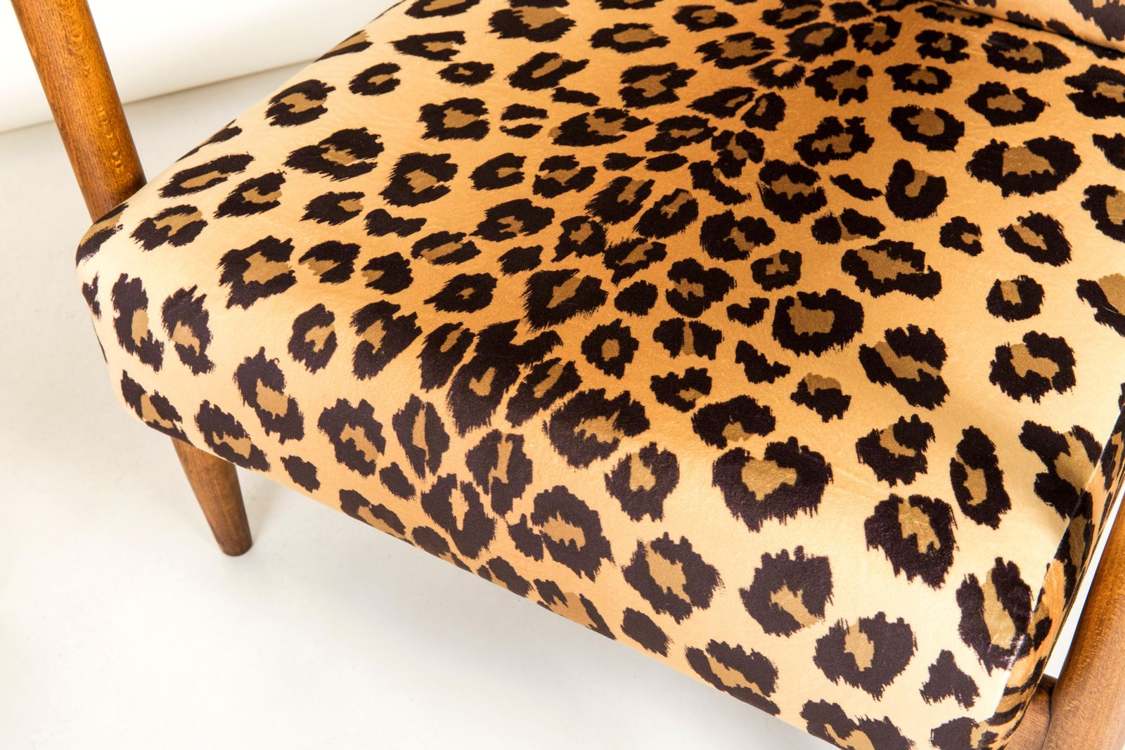 Pair Of Leopard Print Velvet Armchairs, Edmund Homa, Gfm 142, 1960s, Poland photo vinterior