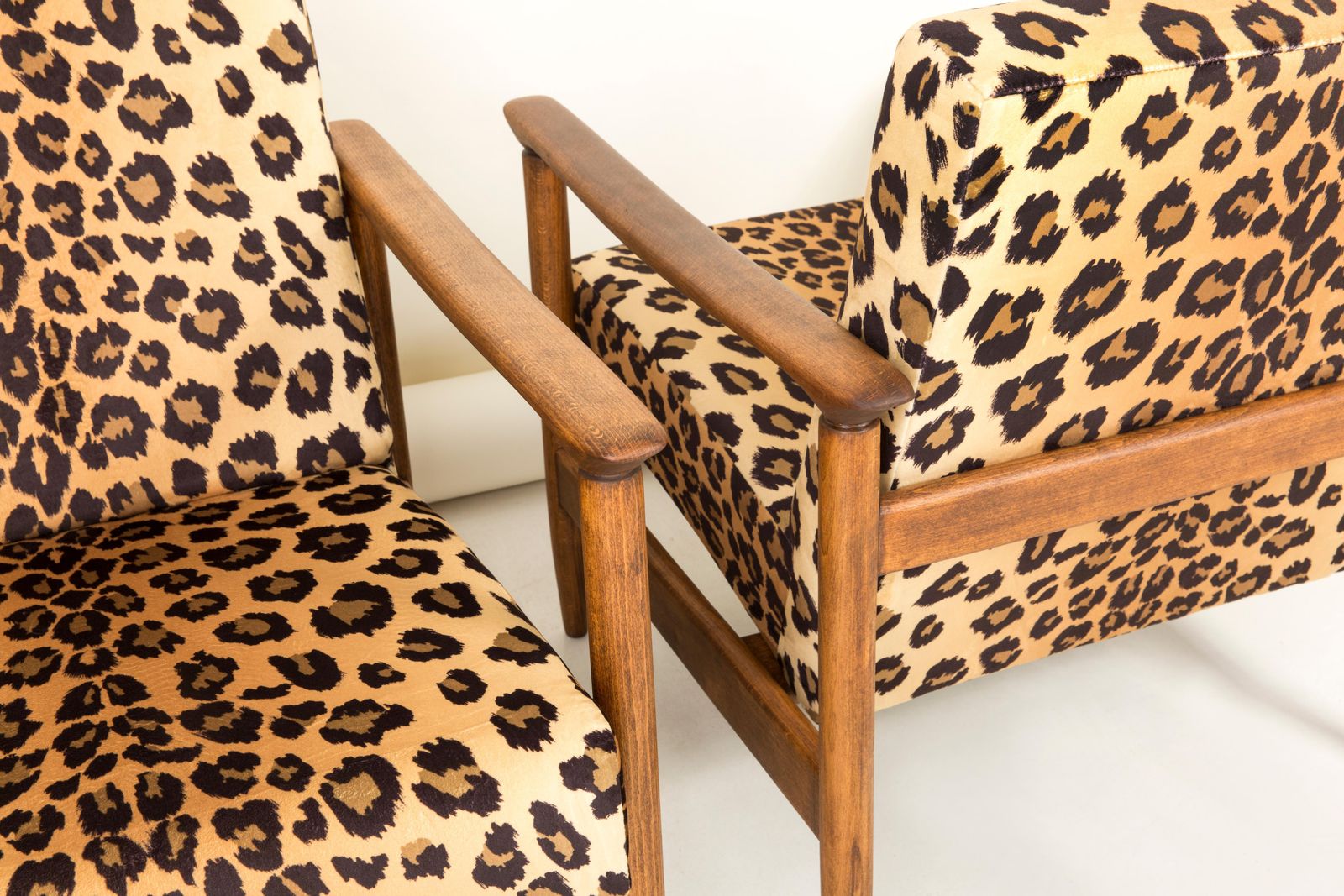 photo furniture Pair Of Leopard Print Velvet Armchairs, Edmund Homa, Gfm 142, 1960s, Poland