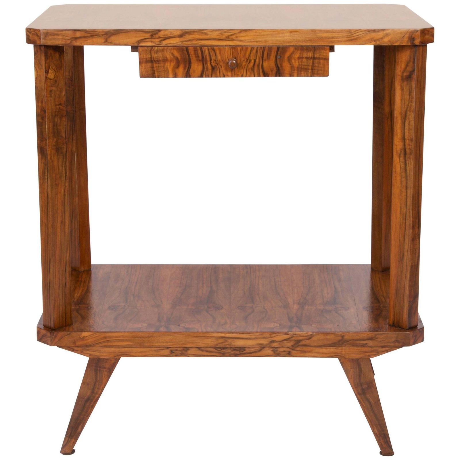 Mid Century Modern Vintage Tv Side Table, Beechwood, Poland, 1960s