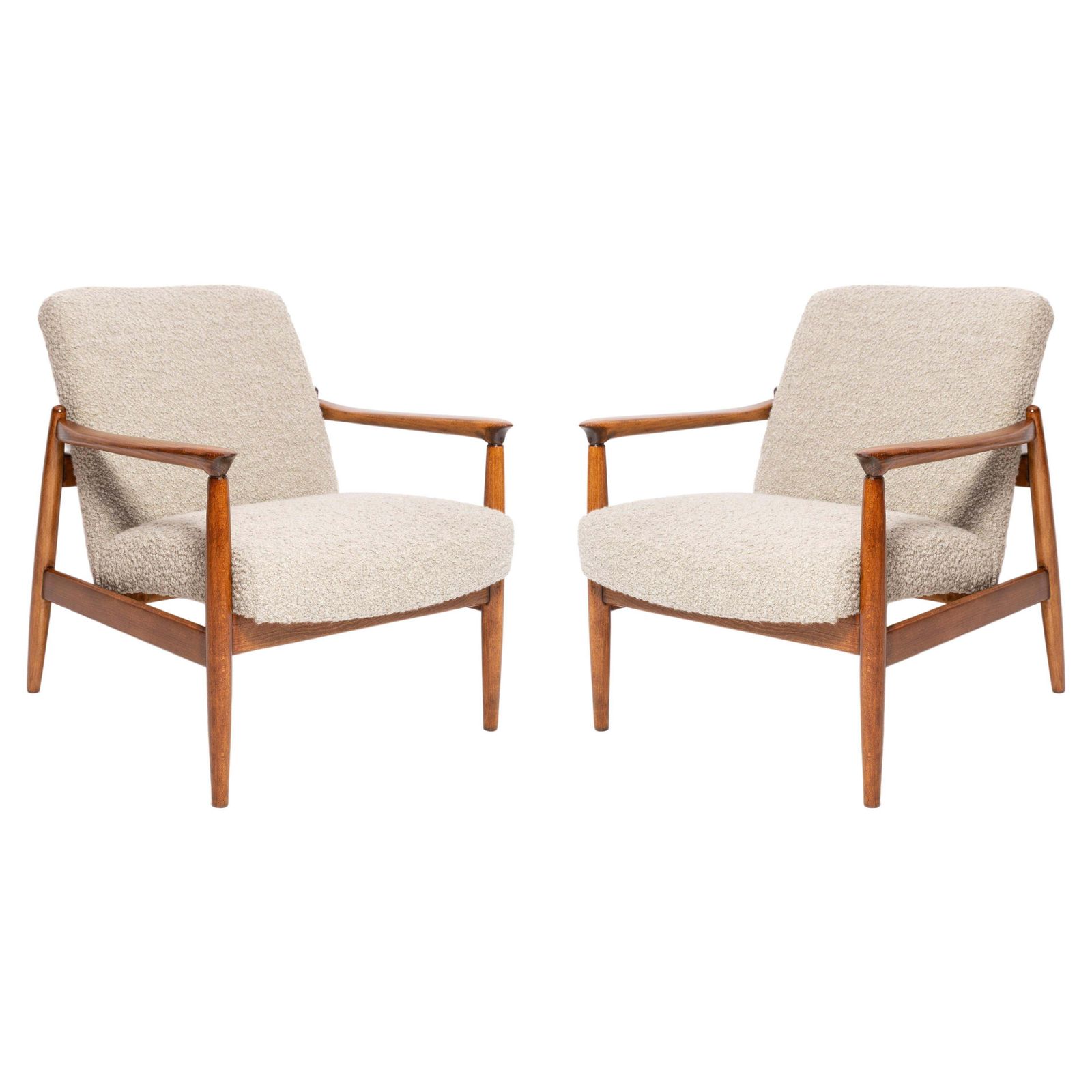 Set Of Two Midcentury Gray Alpaca Wool Armchairs, Edmund Homa, Poland, 1960s