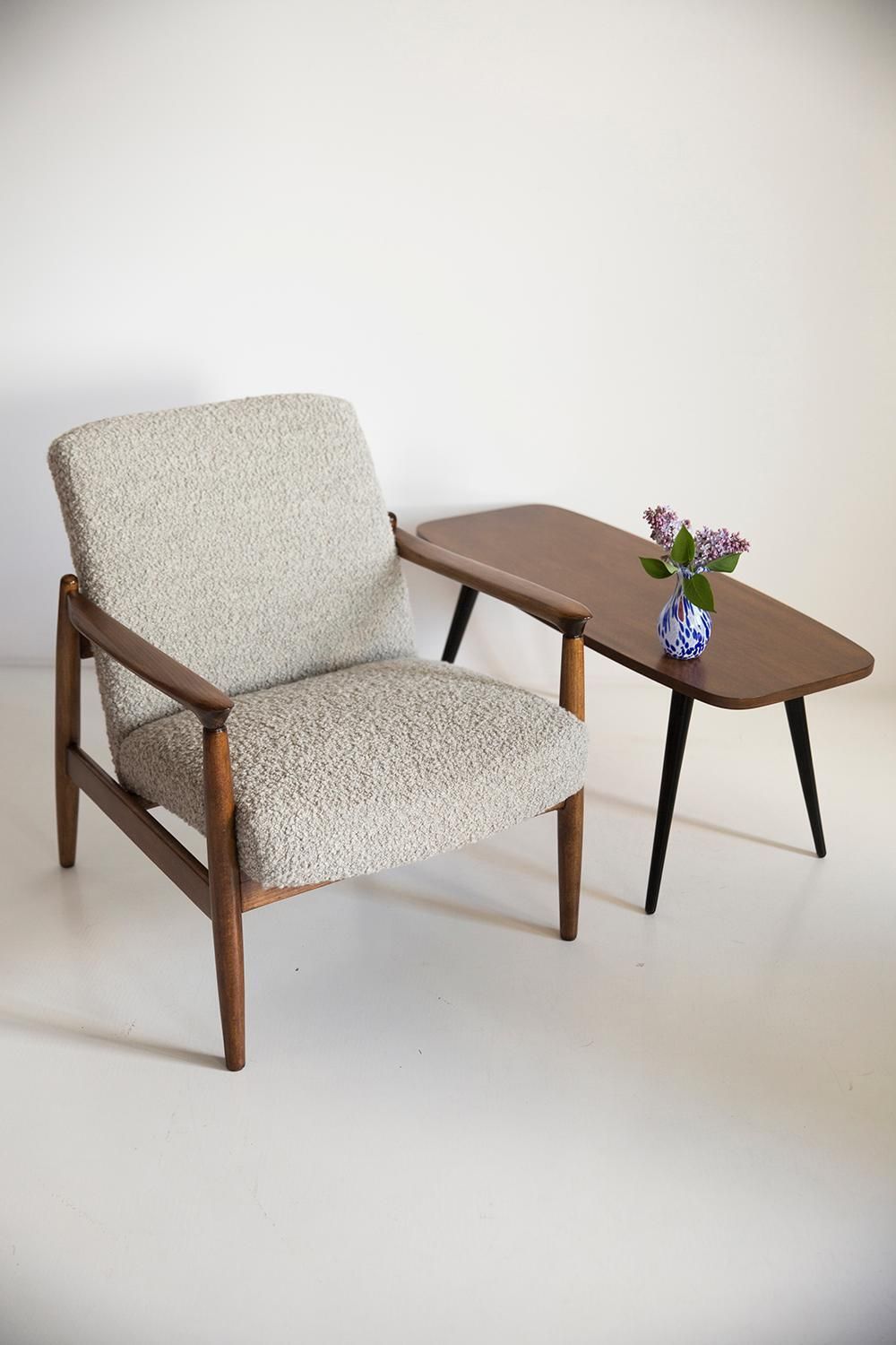 Set Of Two Midcentury Gray Alpaca Wool Armchairs, Edmund Homa, Poland, 1960s photo Furniture