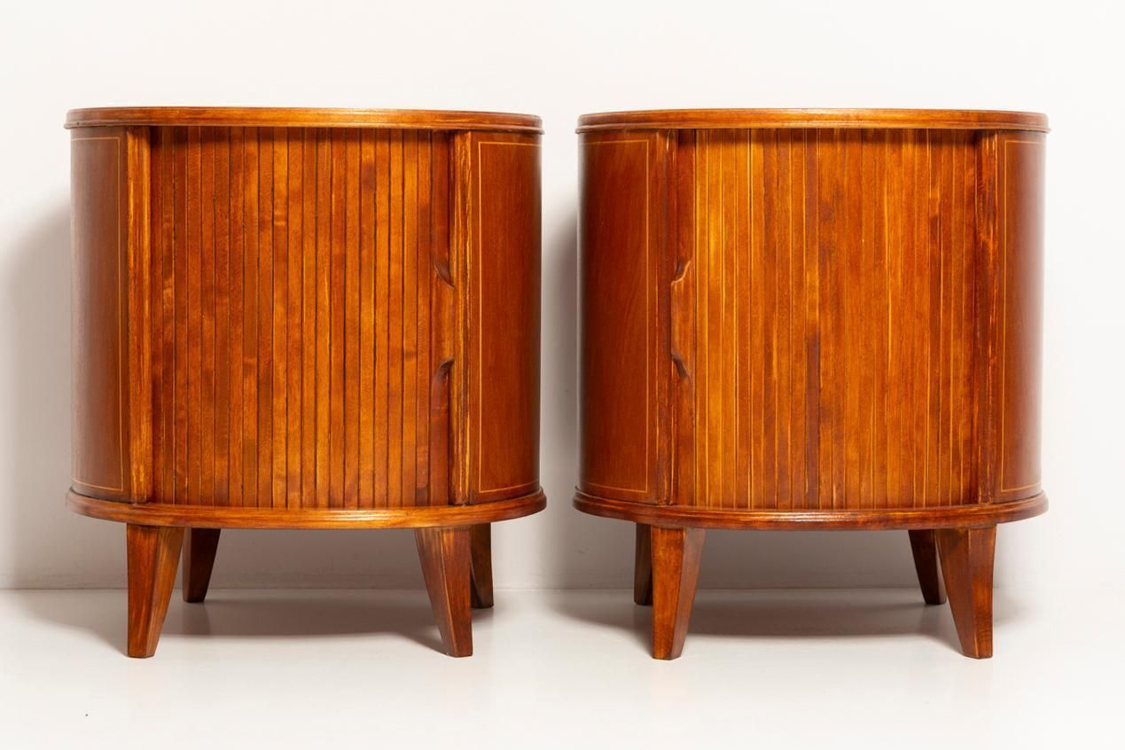 Set Of Two Mid Century Vintage Night Tables, Beech Wood, Europe, 1960s photo 2041.0