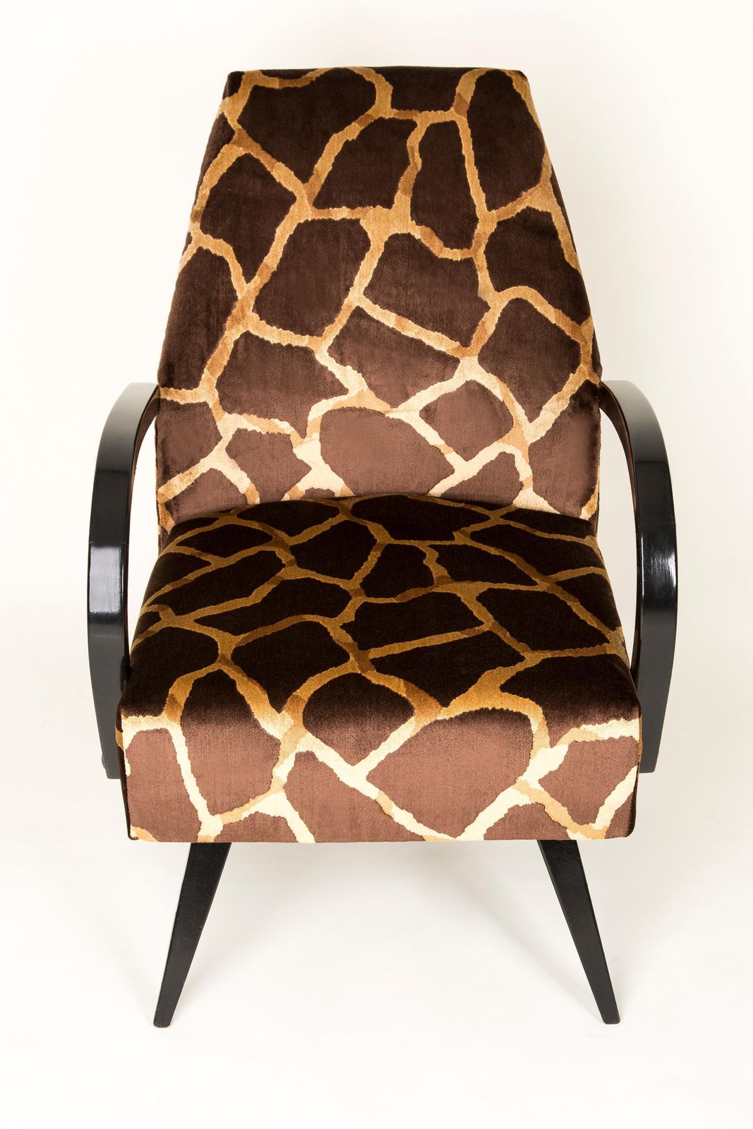 20th Century Pair Of Giraffe Brown And Beige Armchairs, 1960s photo vintage