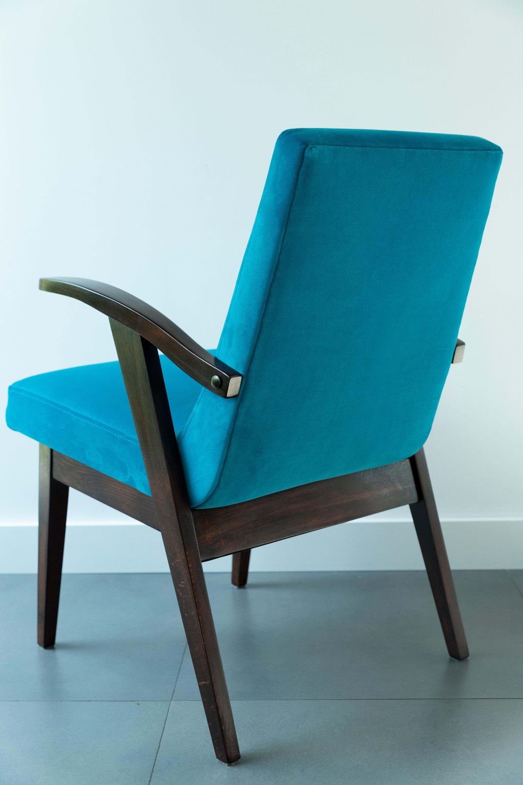 3403.0 Set Of Four Vintage Chairs In Blue Velvet By Mieczyslaw Puchala, 1960s photo