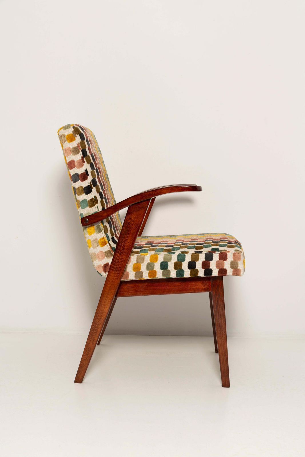 Set Of Four Mid Century Multicolored Velvet Chairs By M. Puchala, Europe, 1960s photo 4078.0