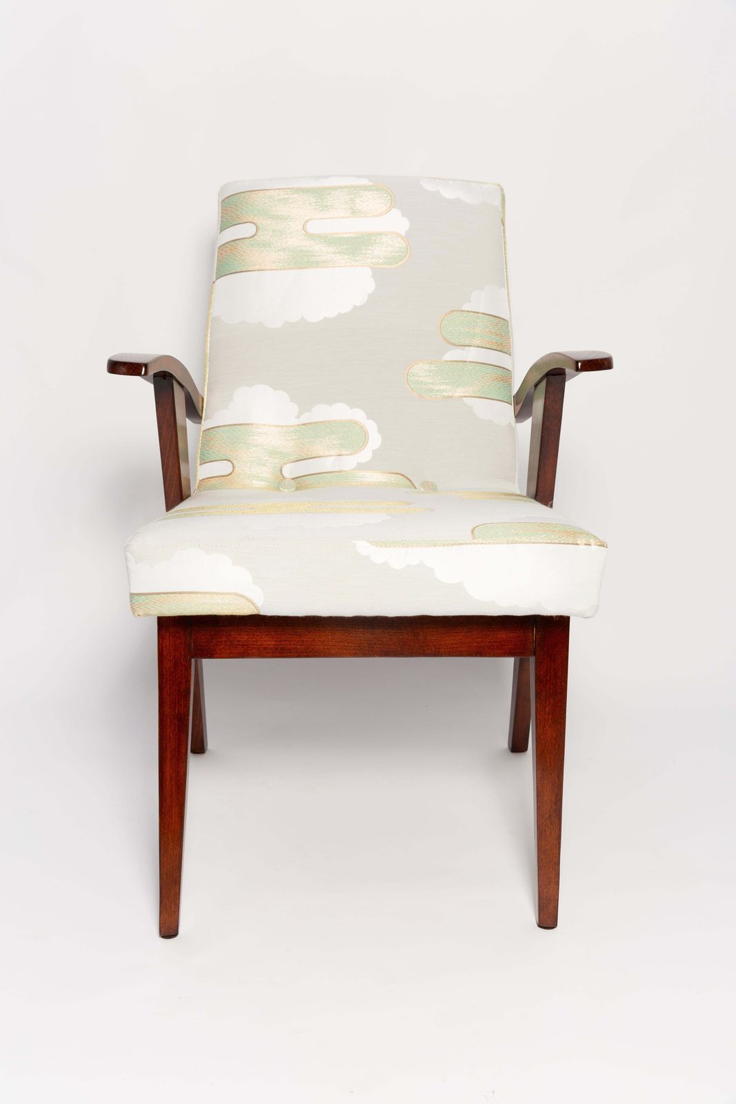 Four Mid Century Lontano Jacquard Green Armchairs By M. Puchala, Europe, 1960s photo buy