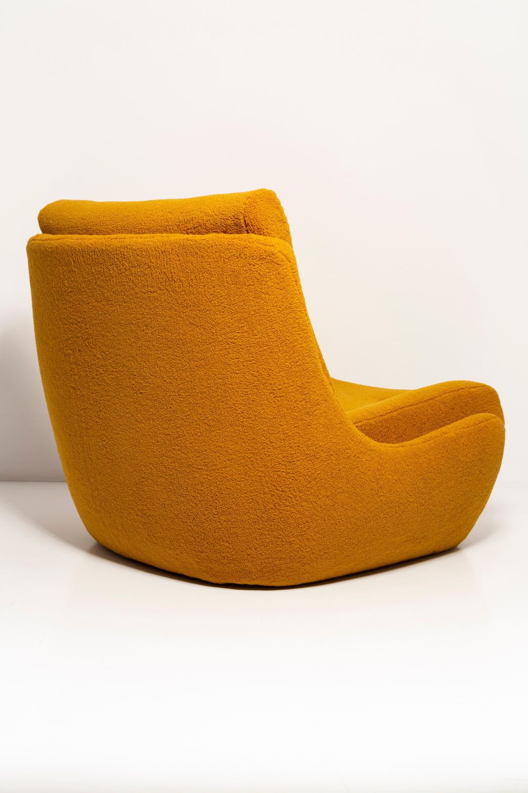 Pair Of Mid Century Vintage Ochre Yellow Boucle Atlantis Big Armchairs, 1960s photo vinterior